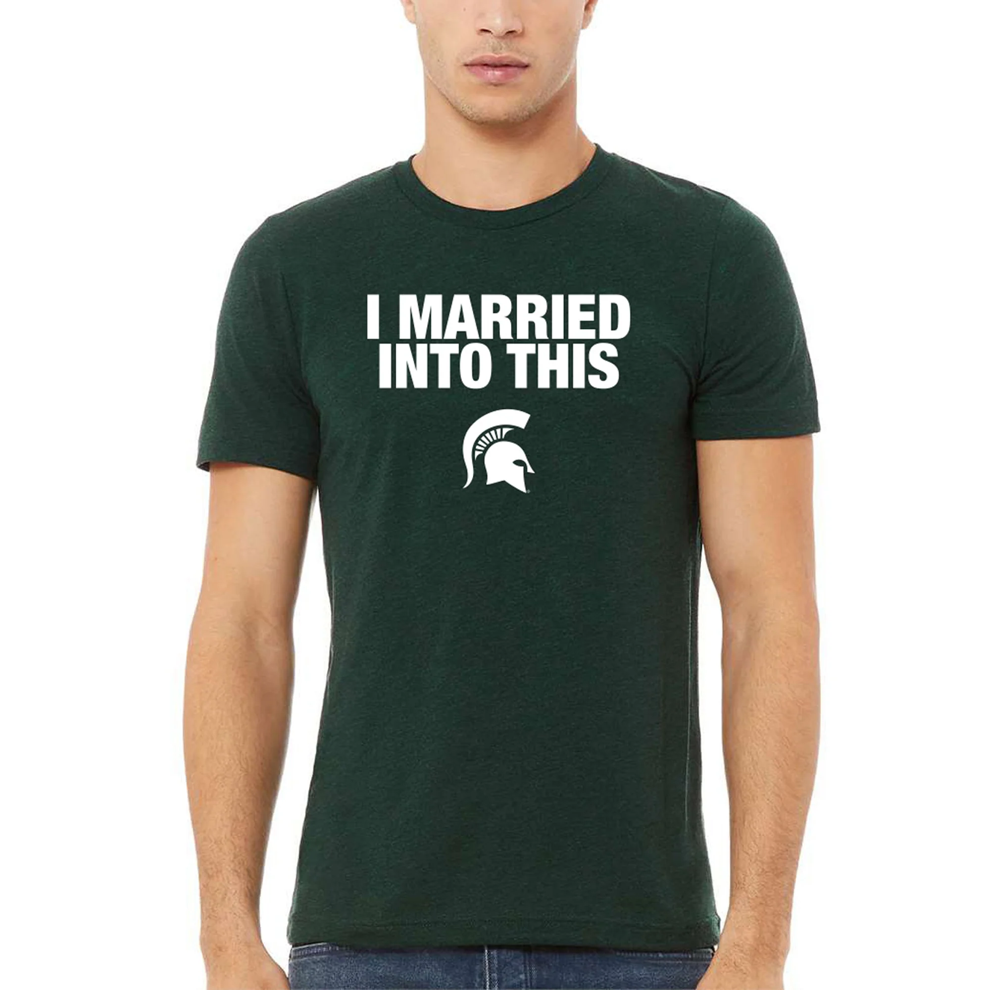 Michigan State University Spartans I Married Into This Canvas T Shirt - Emerald Triblend - Image 3