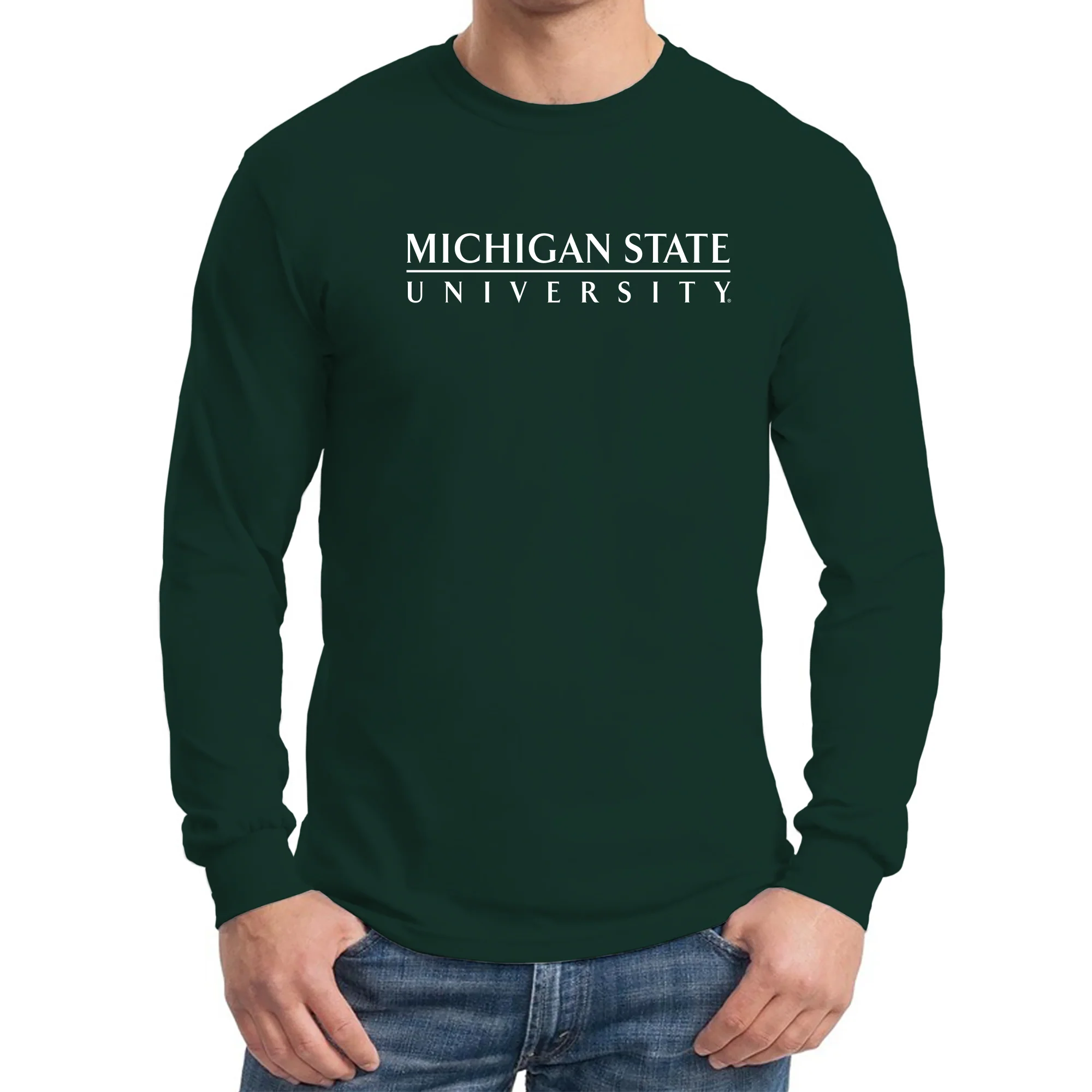 Michigan State University Spartans Institutional Logo Long Sleeve T-Shirt - Forest - Image 3