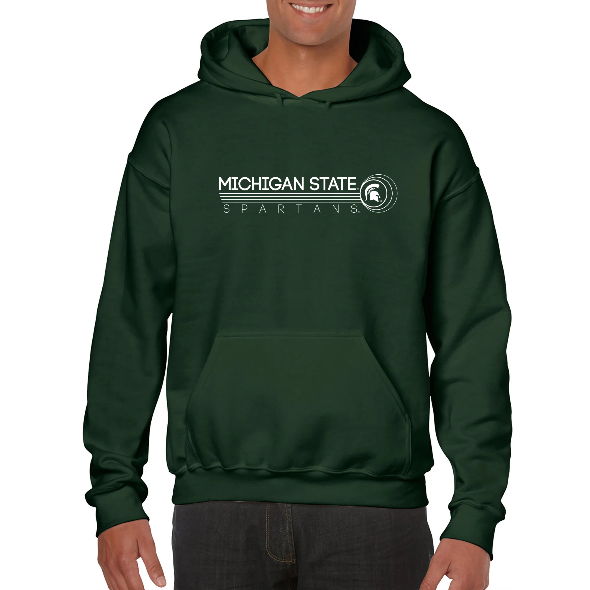 Michigan State University Spartans Logo Ping Heavy Blend Hoodie - Forest - Image 3