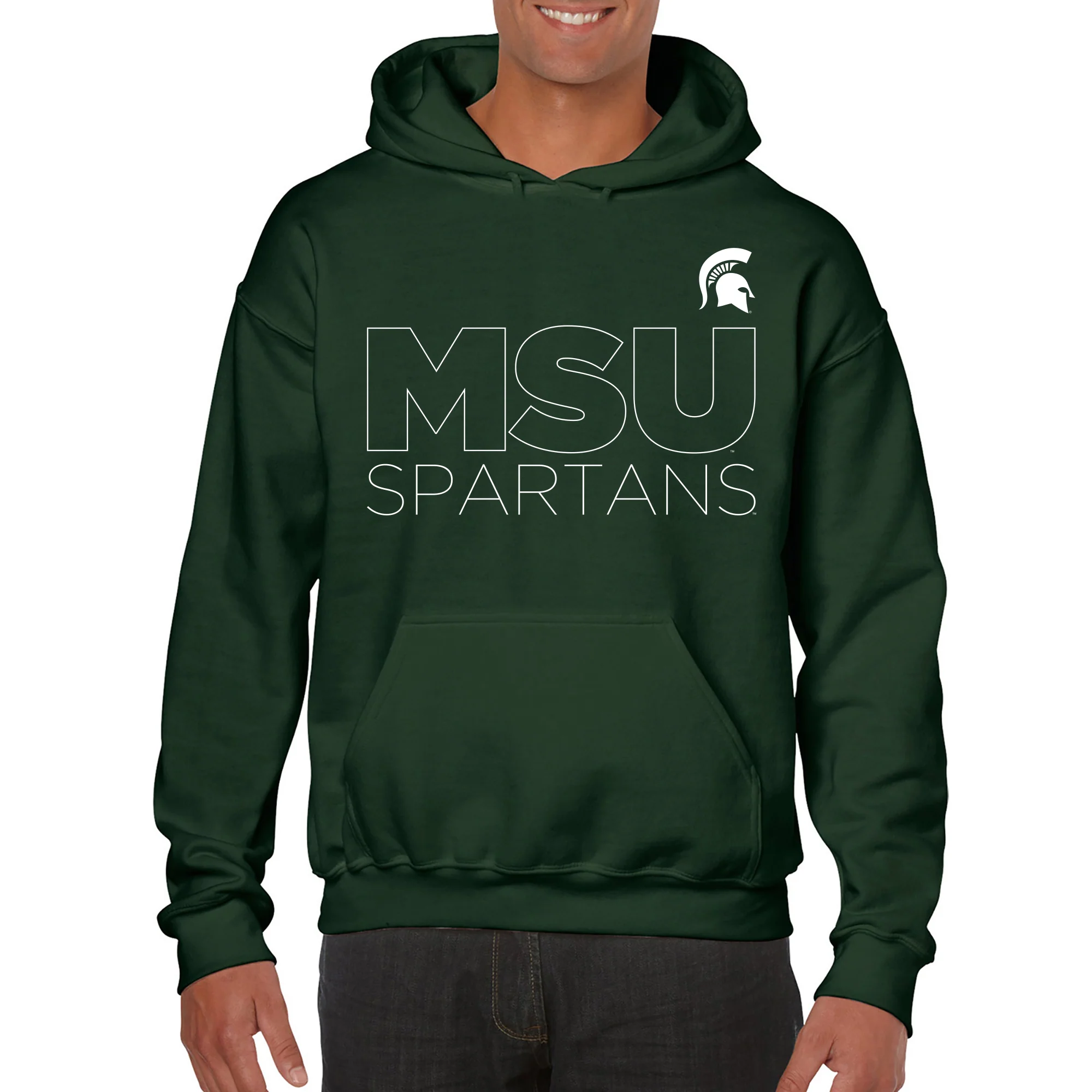 Michigan State University Spartans Modern Outline Hoodie - Forest - Image 3