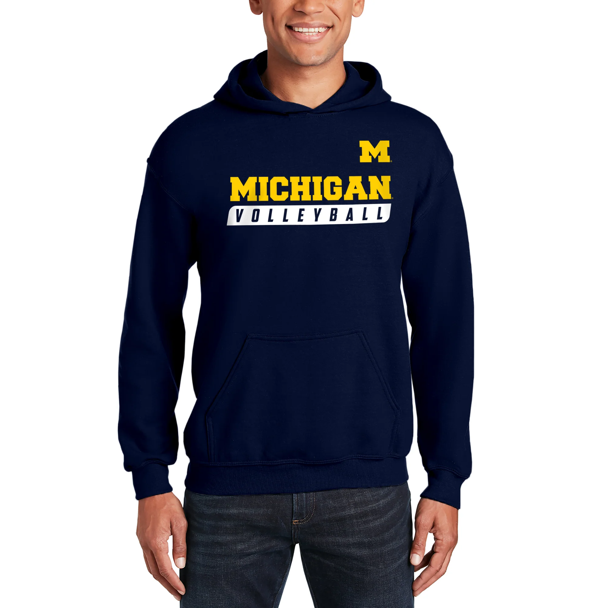 Michigan Volleyball Slant Hoodie - Navy - Image 3