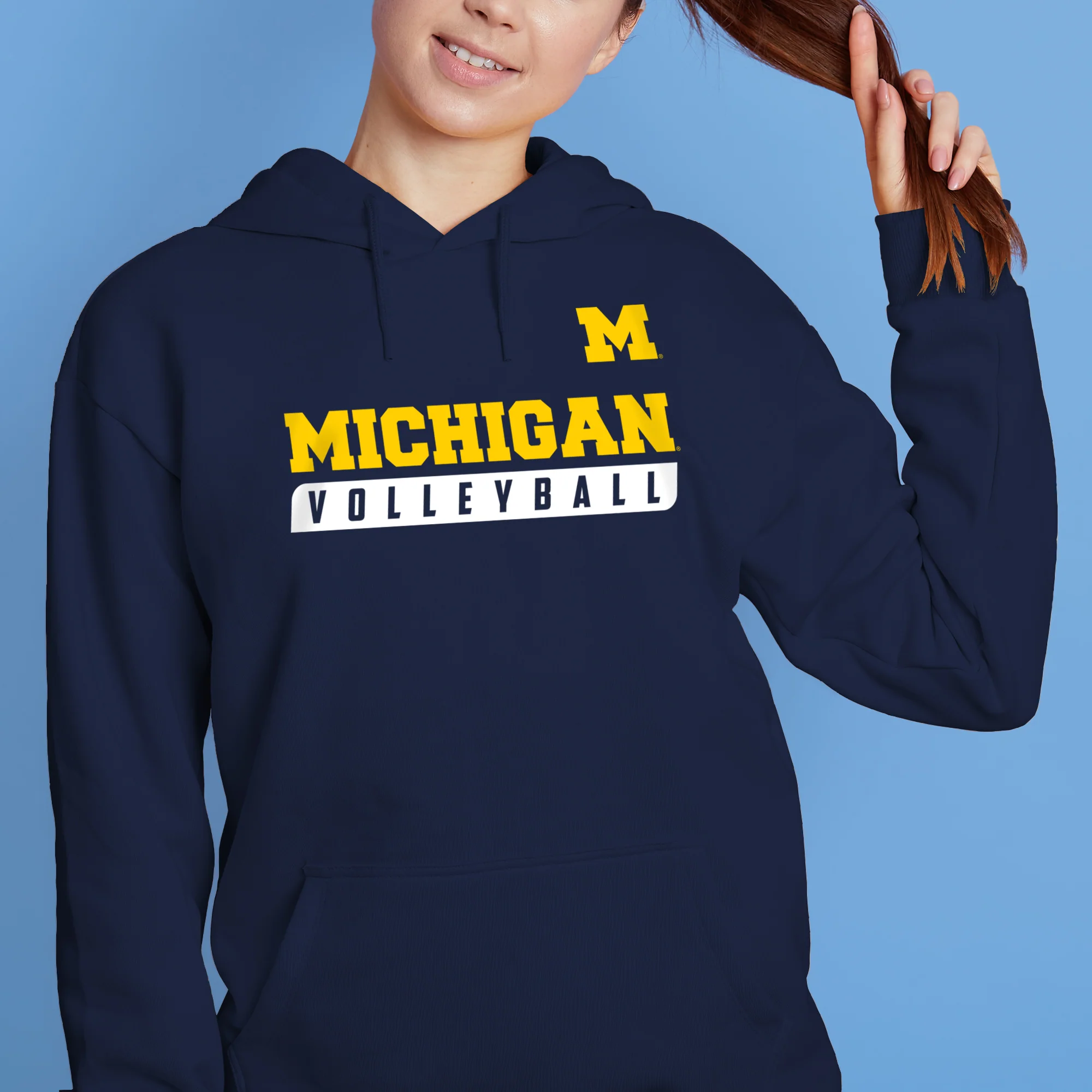 Michigan Volleyball Slant Hoodie - Navy - Image 4