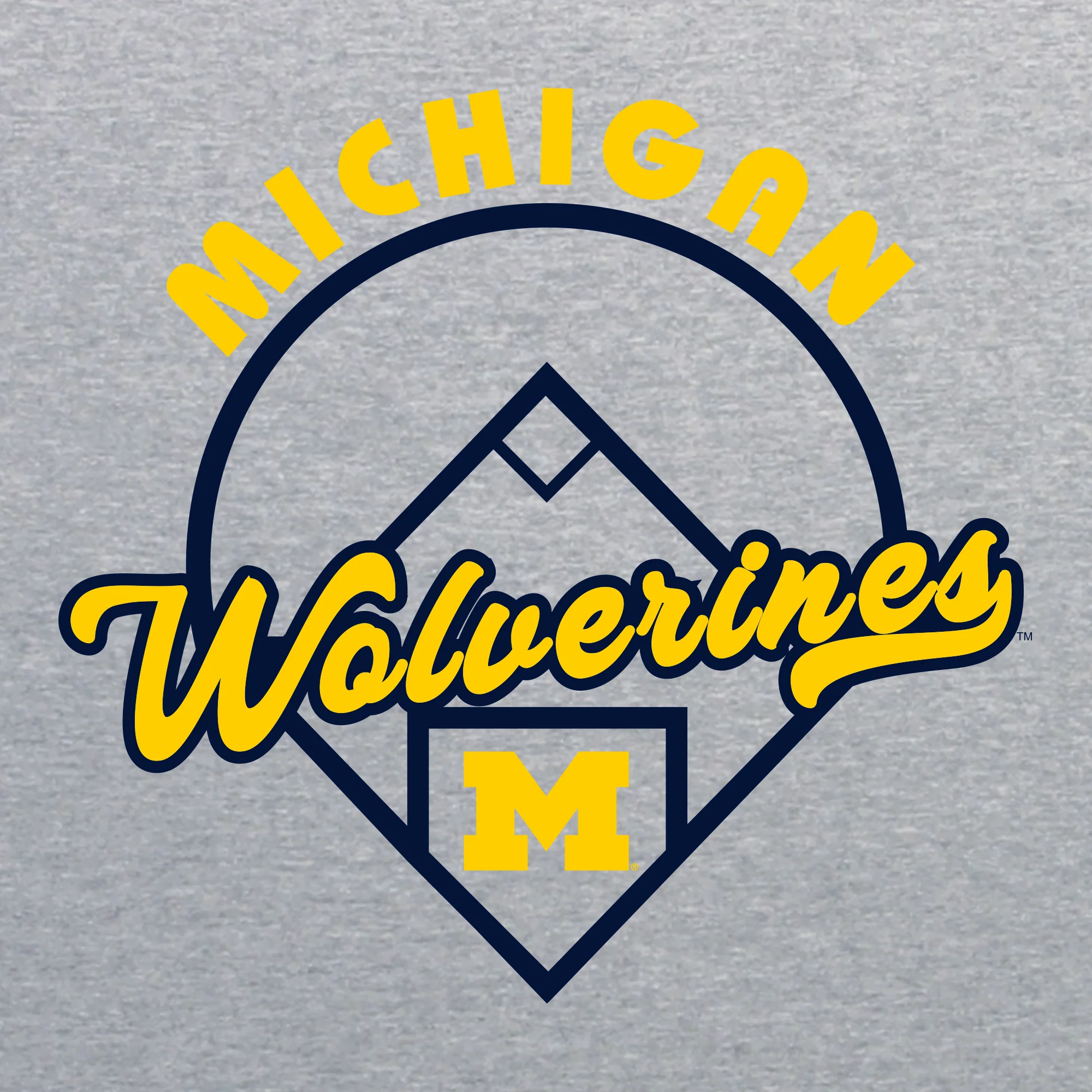 Michigan Wolverines Baseball Field T Shirt - Sport Grey - Image 2