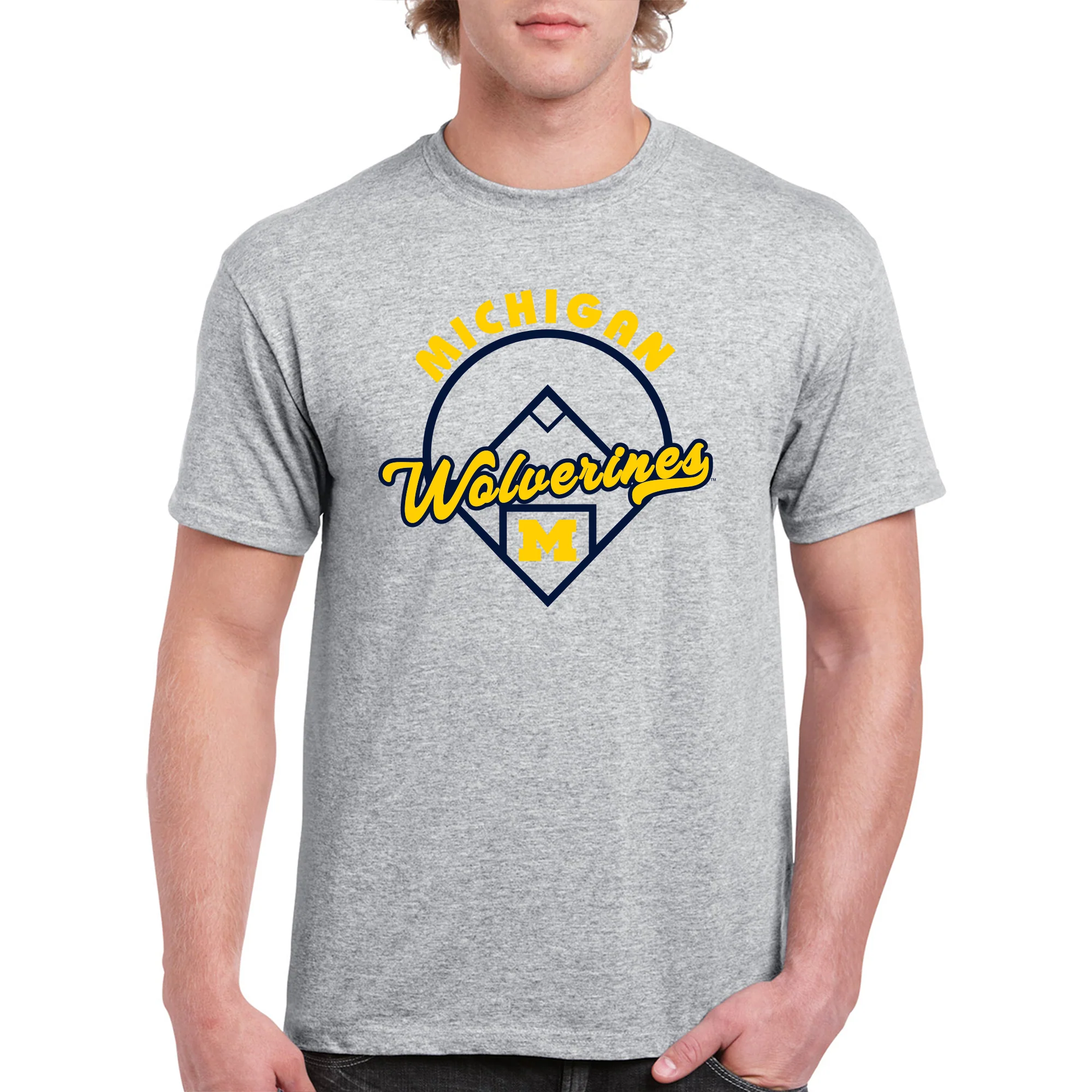 Michigan Wolverines Baseball Field T Shirt - Sport Grey - Image 3