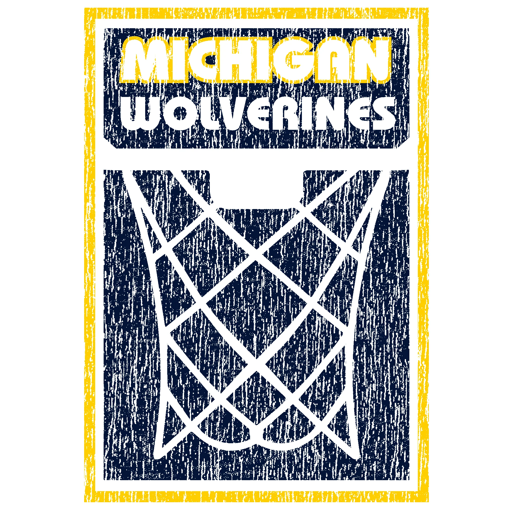 Michigan Wolverines Basketball Net Block T Shirt - White - Image 2