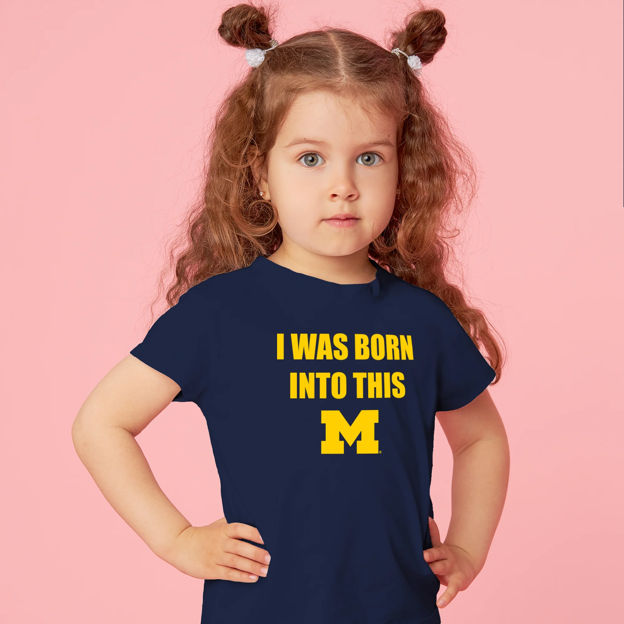 Michigan Wolverines Born Into This Toddler T Shirt - Navy - Image 4