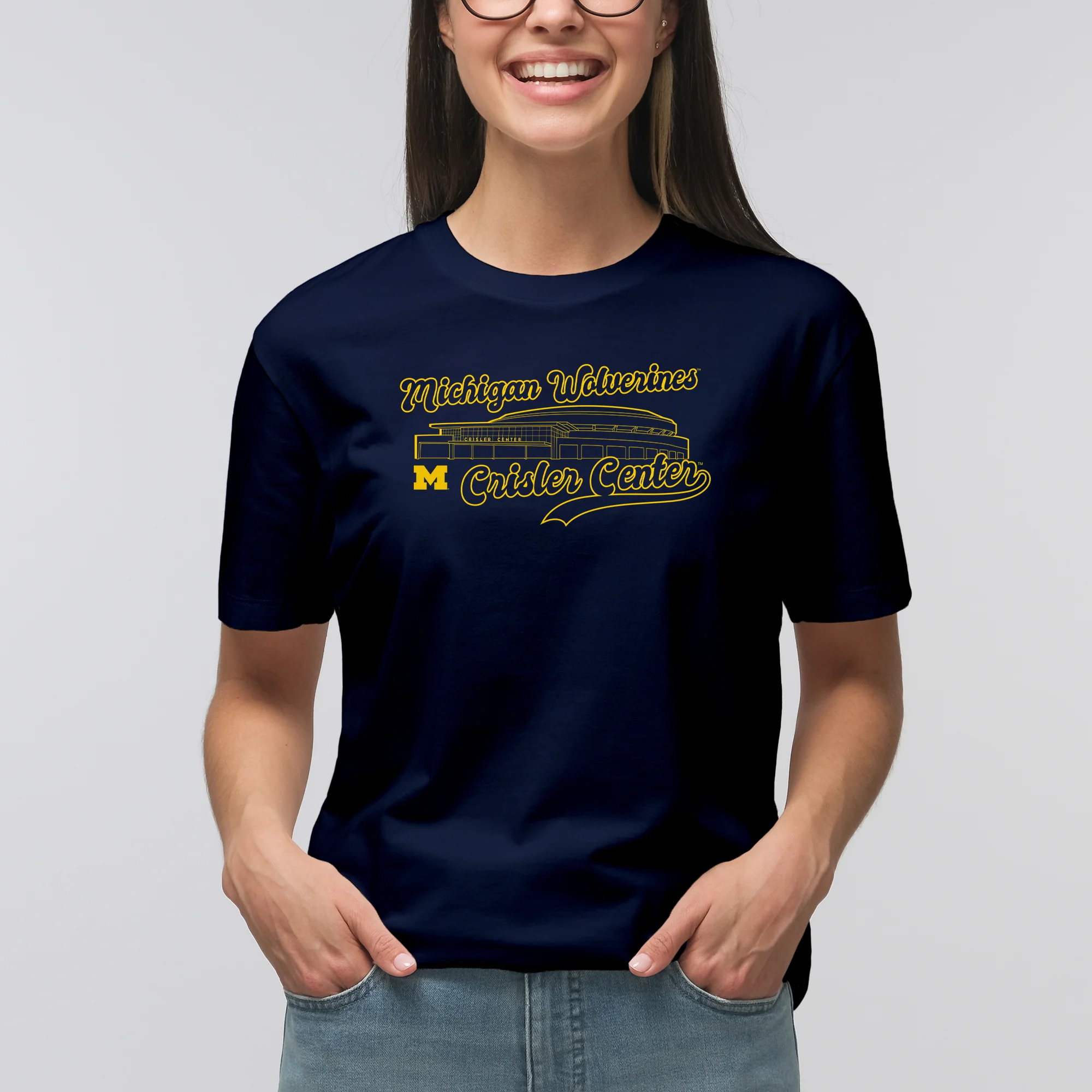 Michigan Wolverines Crisler Center T-Shirt - Navy - Image 4
