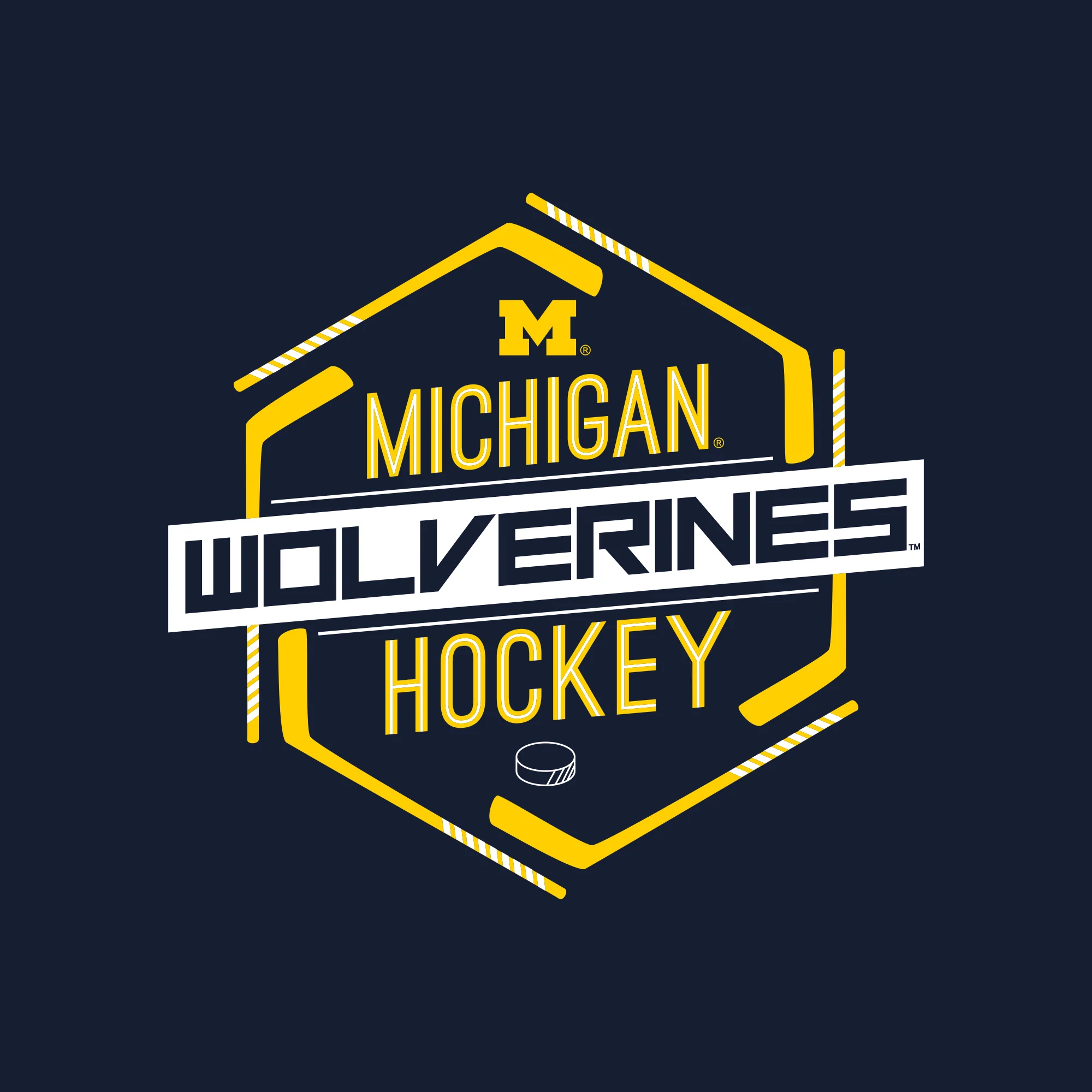 Michigan Wolverines Hockey Hex Youth T-Shirt - Navy - Image 2