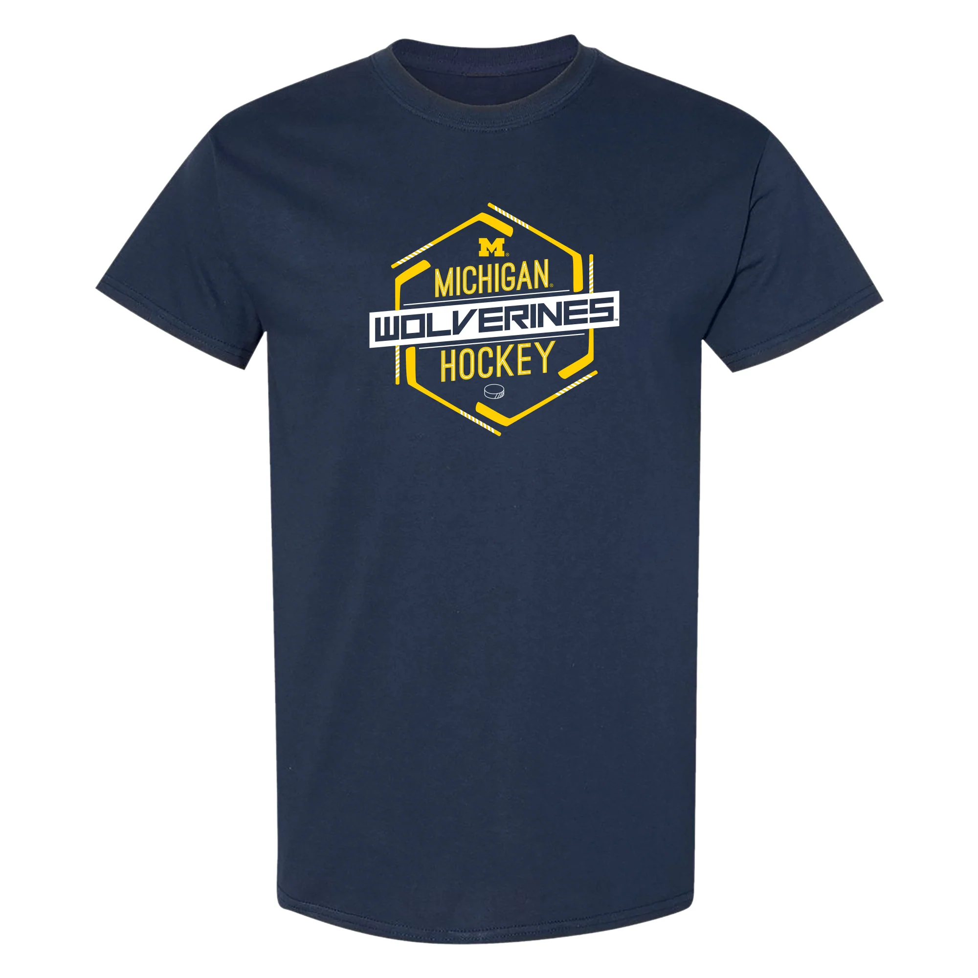 Michigan Wolverines Hockey Hex T-Shirt - Navy
