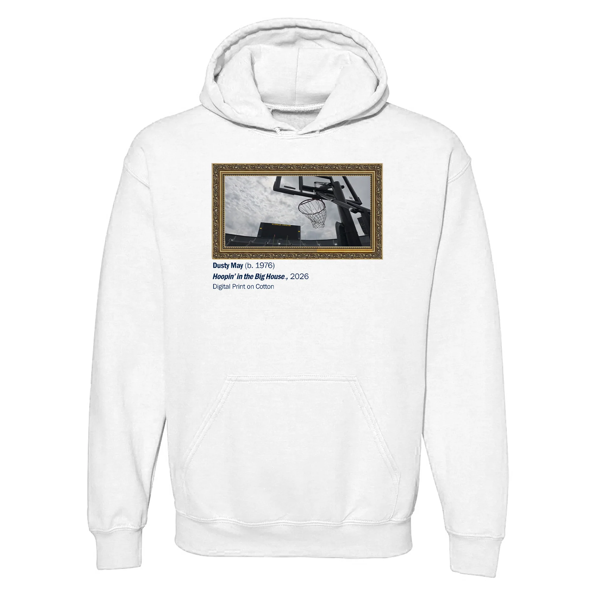 Michigan Hoopin' in the Big House Hoodie - White