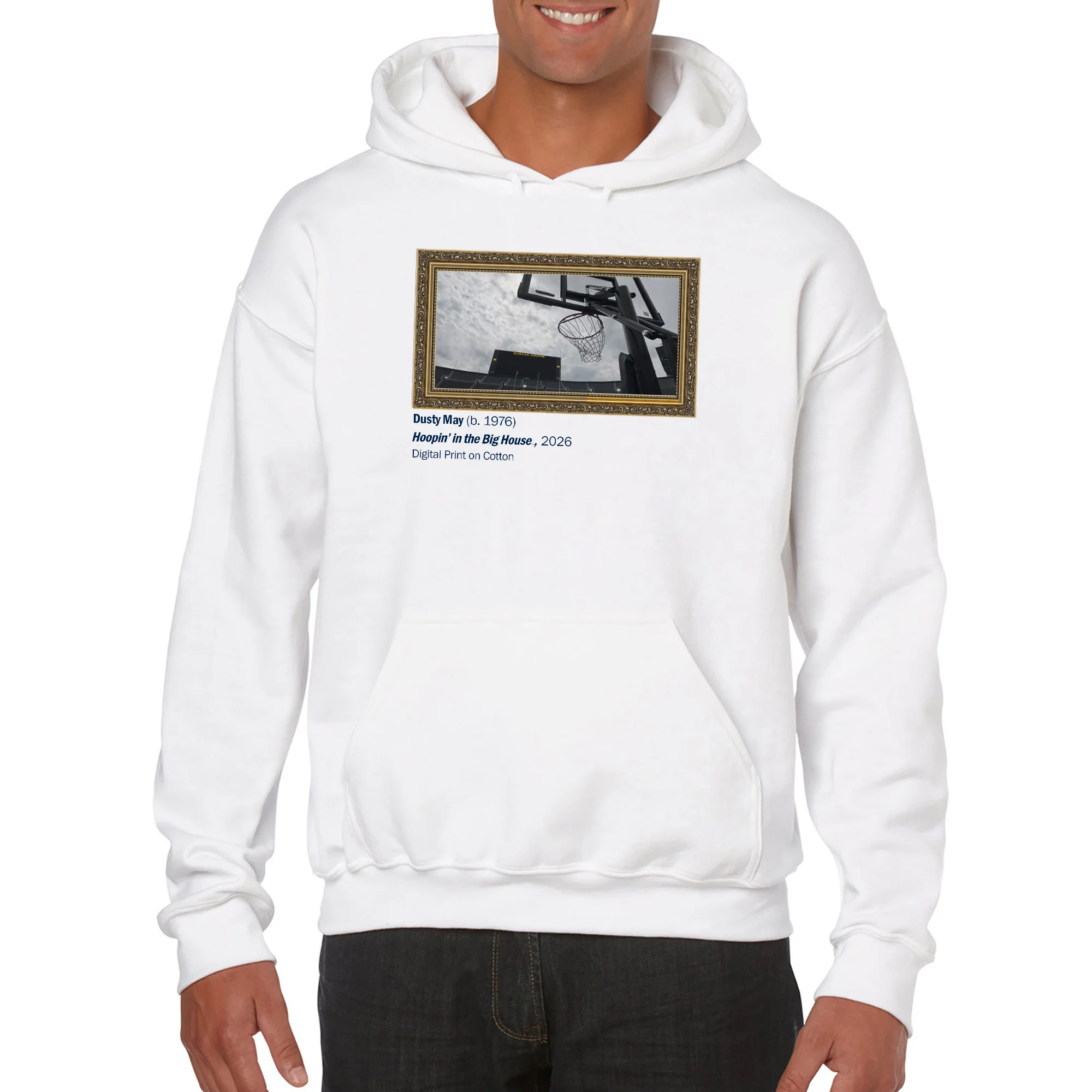 Michigan Hoopin' in the Big House Hoodie - White - Image 3