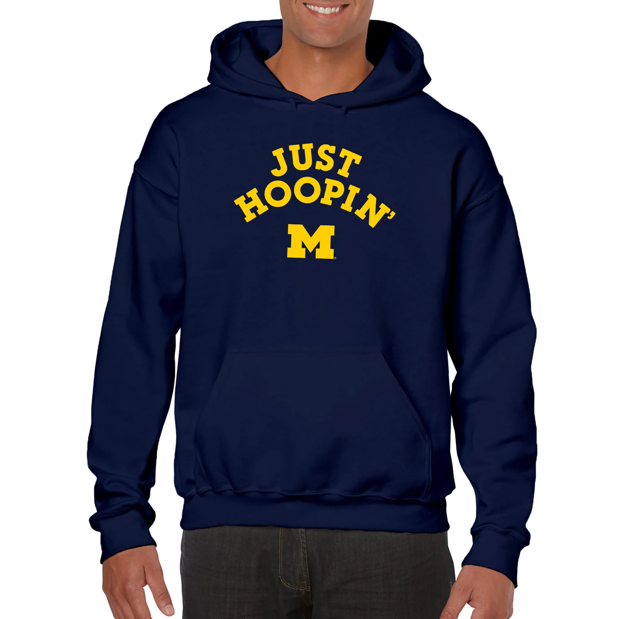 Michigan Wolverines Just Hoopin' Hoodie - Navy - Image 3
