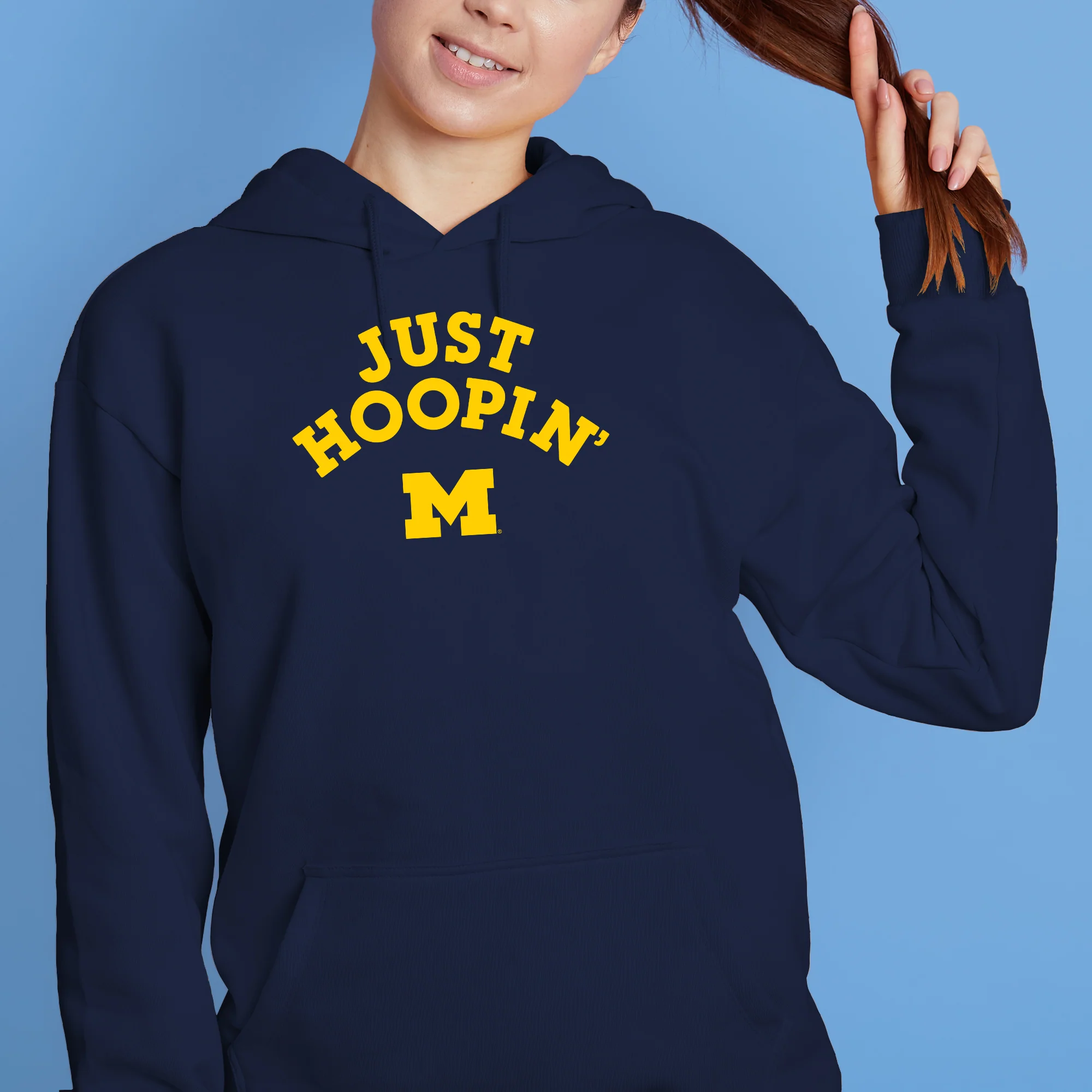 Michigan Wolverines Just Hoopin' Hoodie - Navy - Image 4