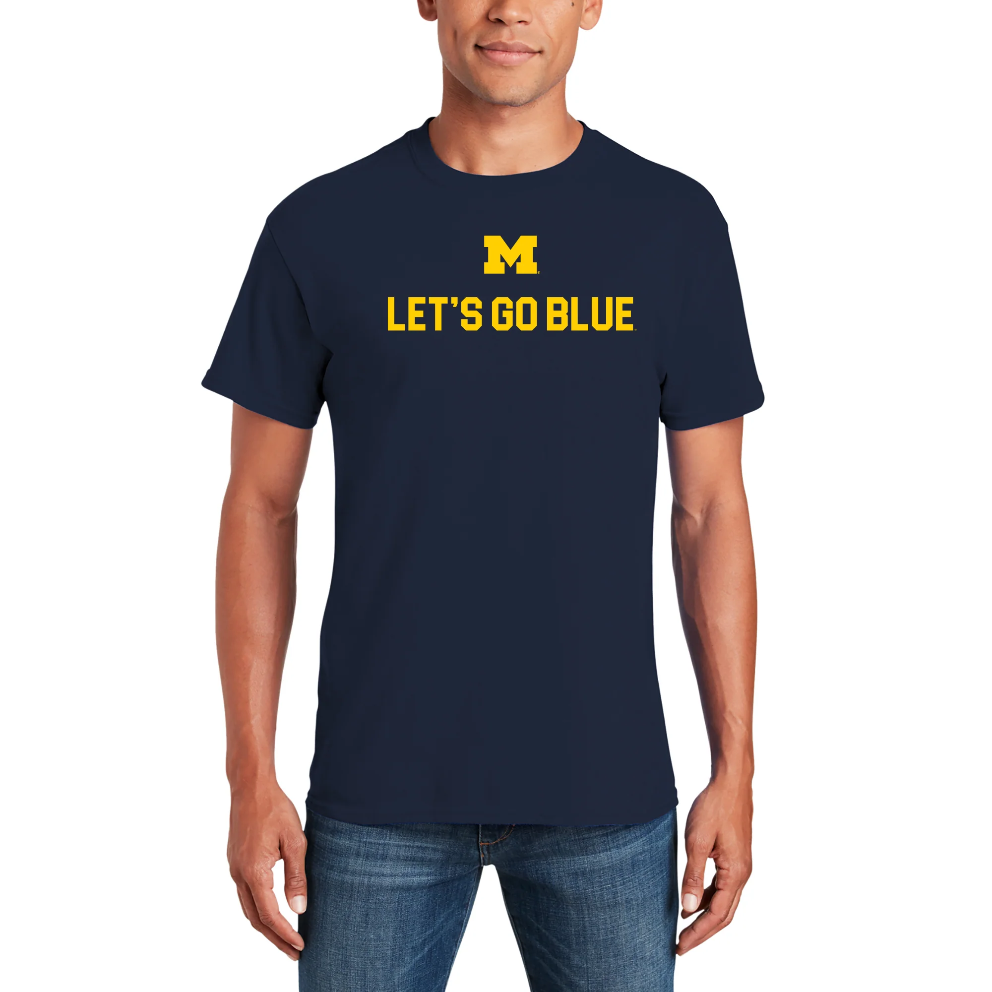 Michigan Wolverines Let's Go Blue T Shirt - Navy - Image 3