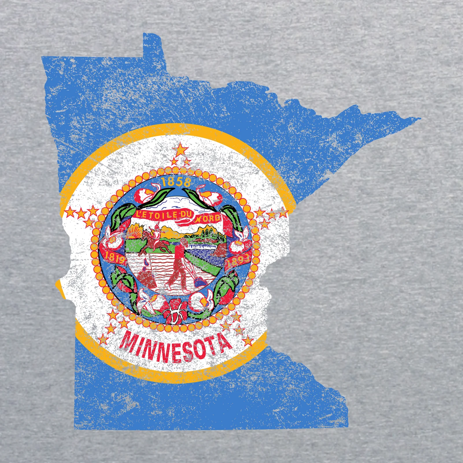 Minnesota Distressed State Flag Outline Crewneck Sweatshirt - Sport Grey - Image 2
