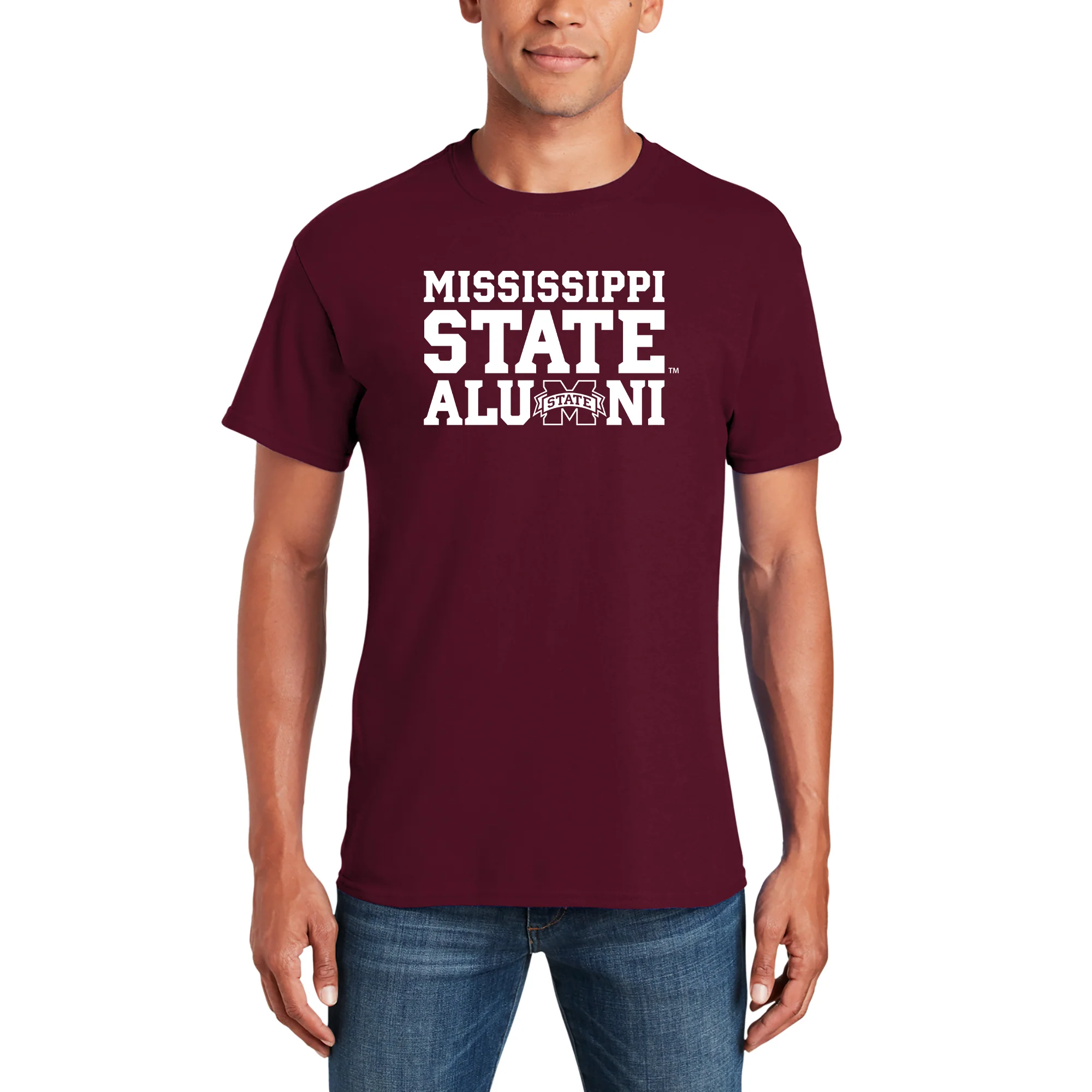 Mississippi State Bulldogs Basic Block Alumni T Shirt - Maroon - Image 3