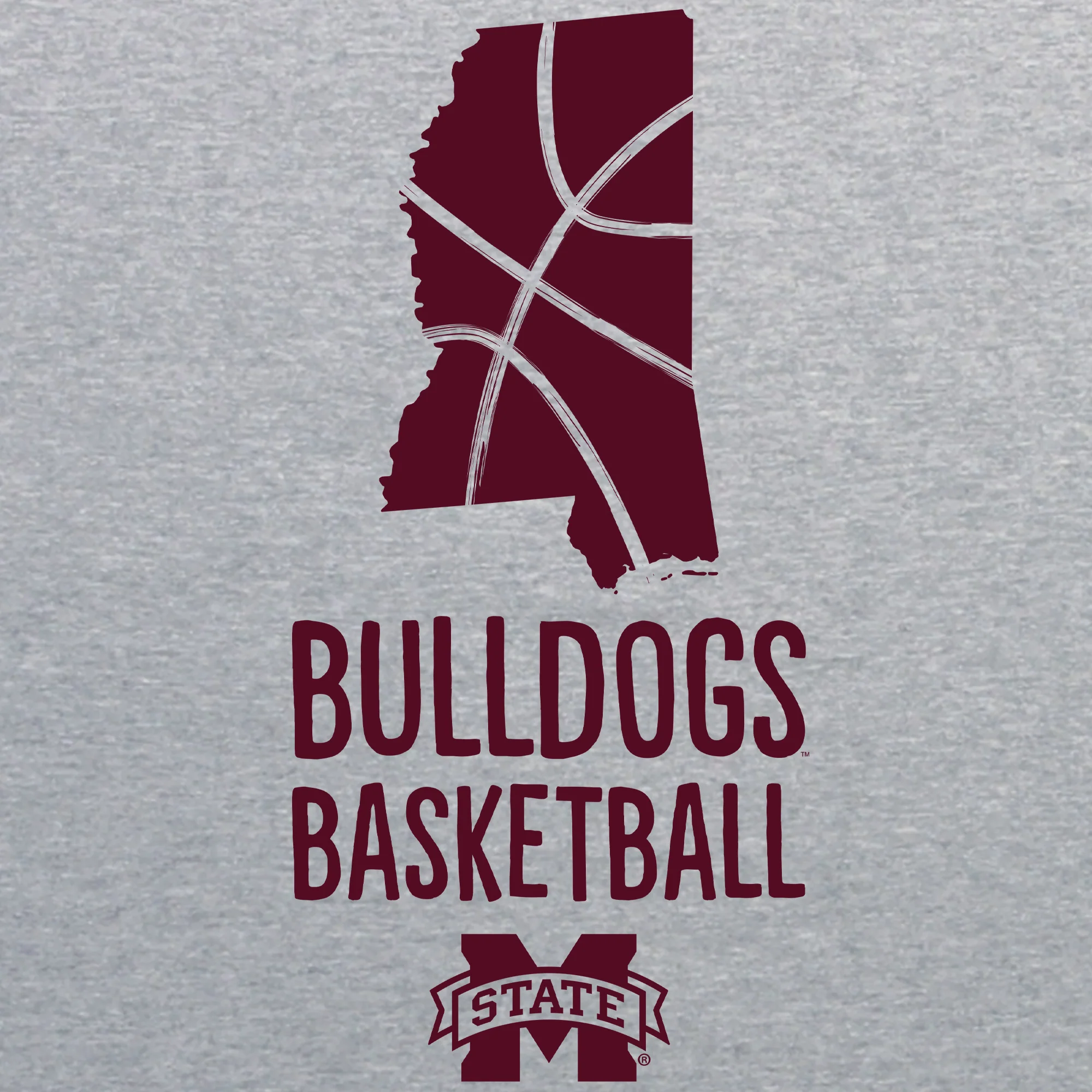 Mississippi State Bulldogs Basketball Brush State T-Shirt - Sport Grey - Image 2