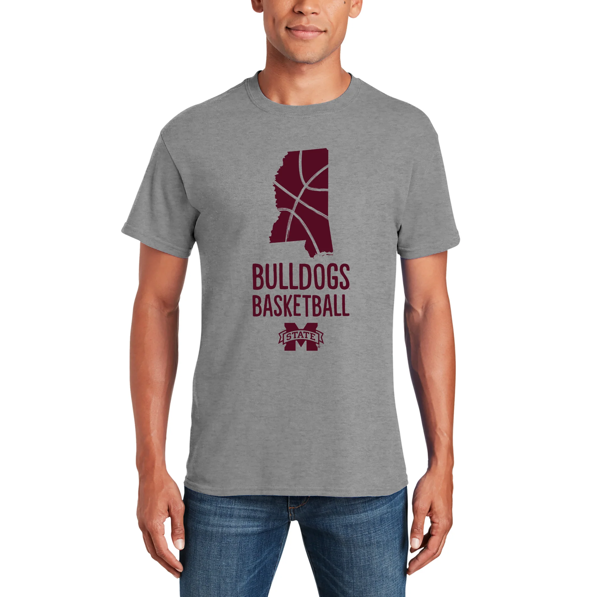 Mississippi State Bulldogs Basketball Brush State T-Shirt - Sport Grey - Image 3