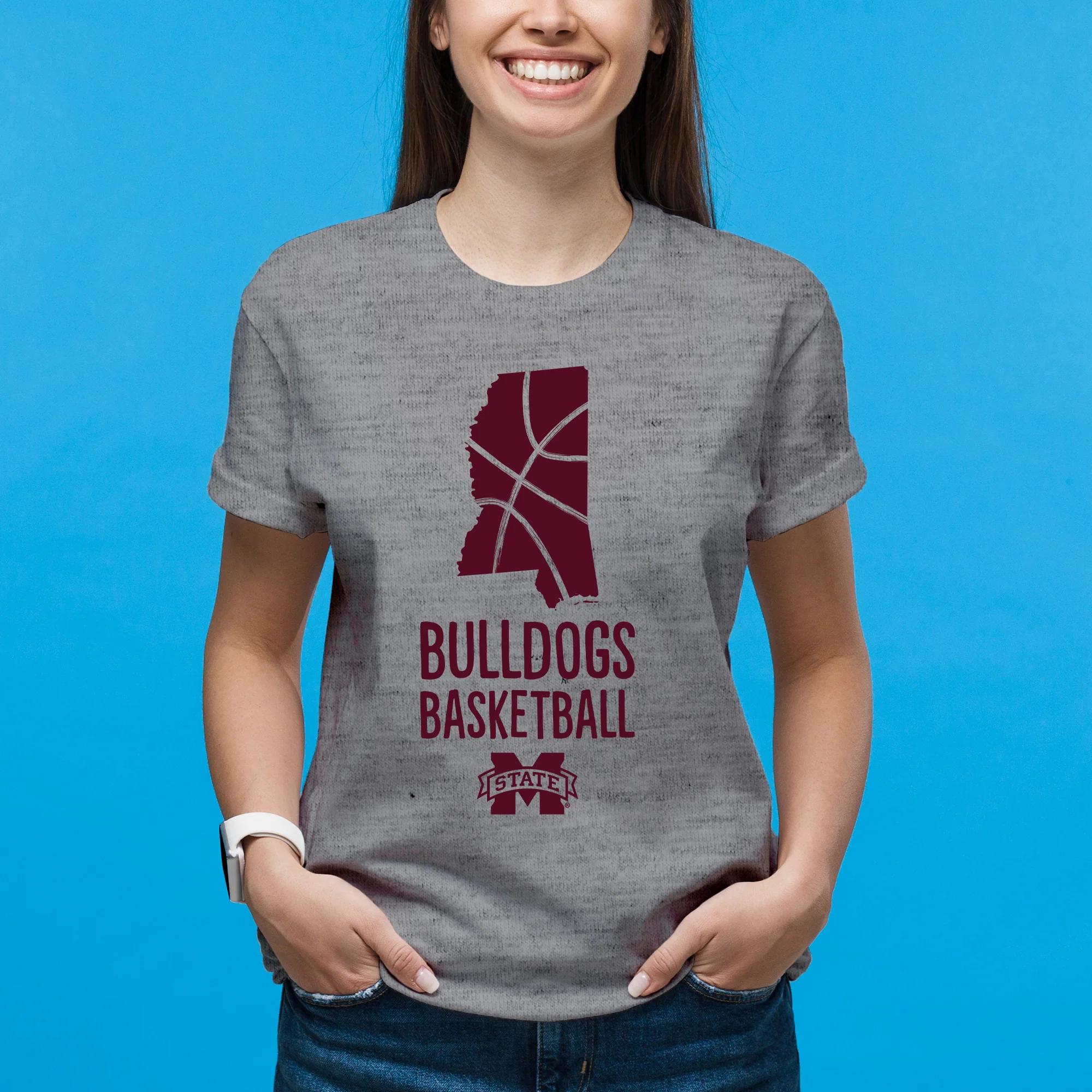 Mississippi State Bulldogs Basketball Brush State T-Shirt - Sport Grey - Image 4