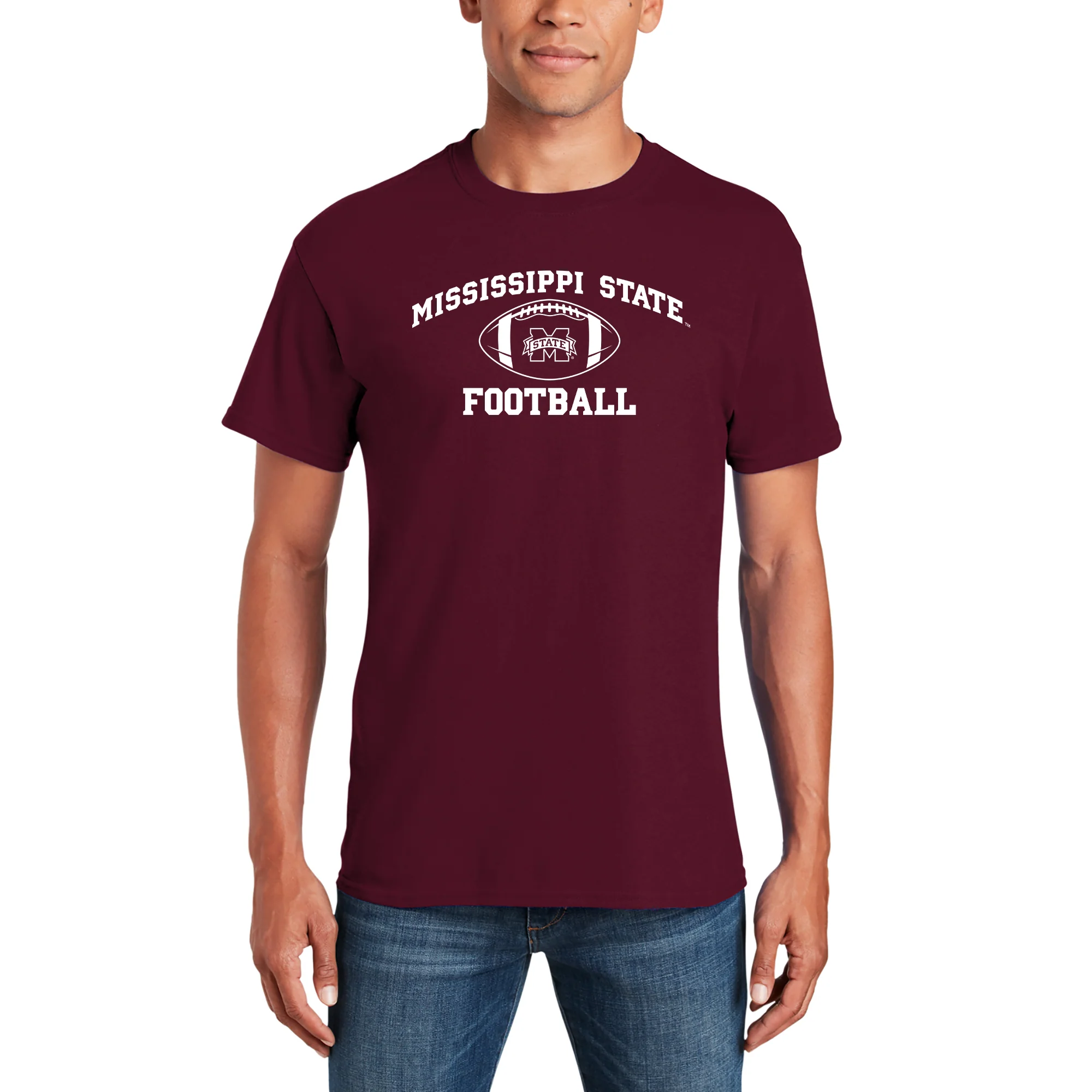 Mississippi State Bulldogs Classic Football Arch T Shirt - Maroon - Image 3