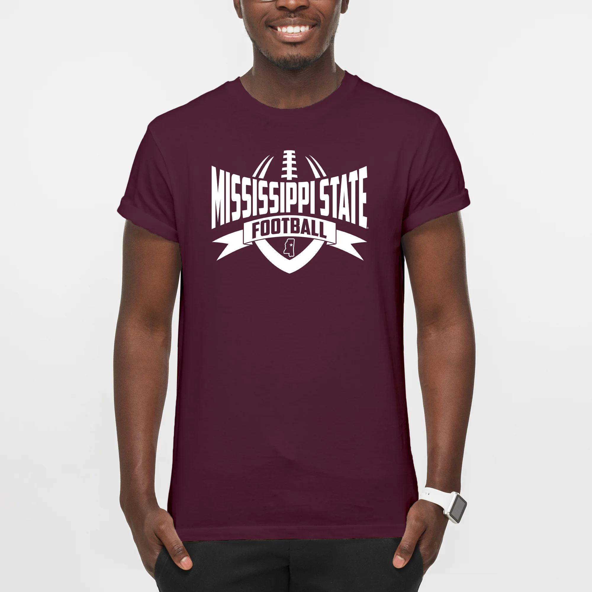Mississippi State Bulldogs Football Rush T Shirt - Maroon - Image 3