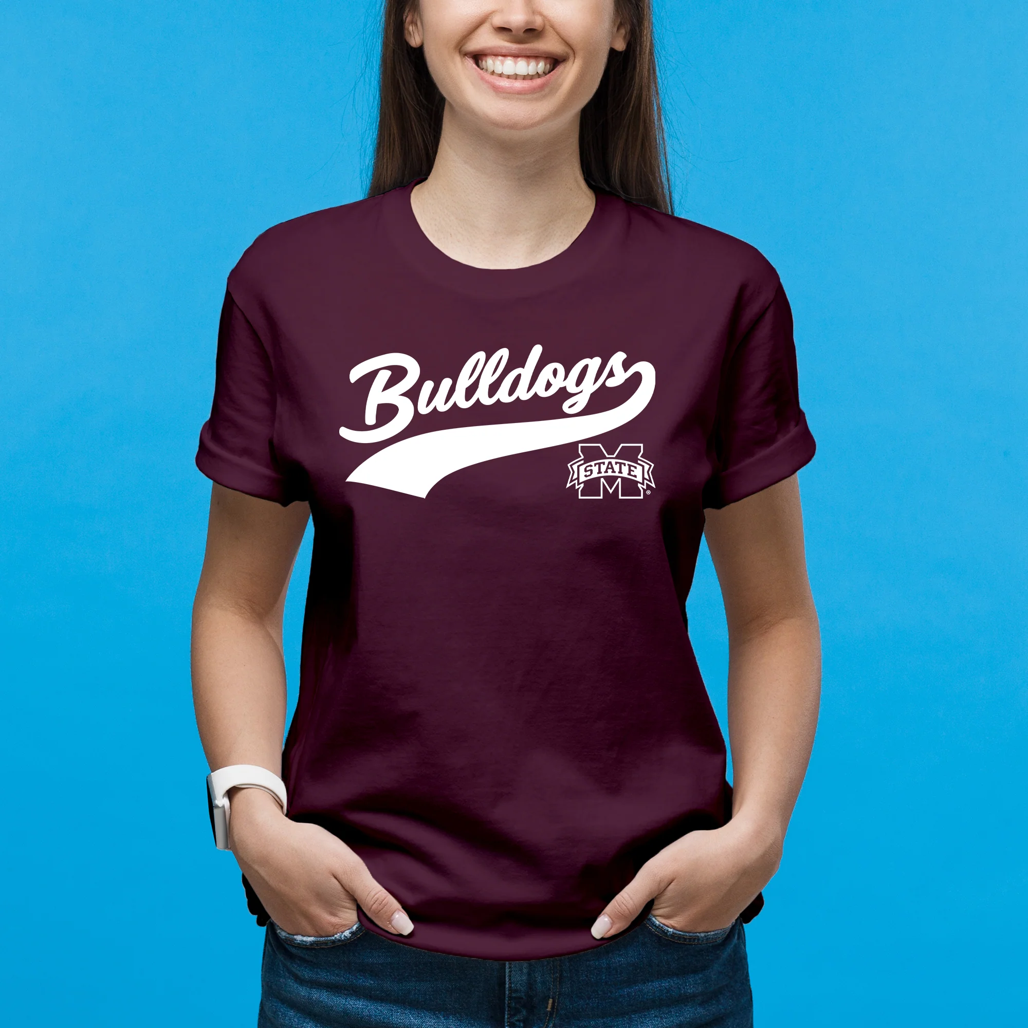 Mississippi State Bulldogs Jersey Script T-Shirt - Maroon - Image 4