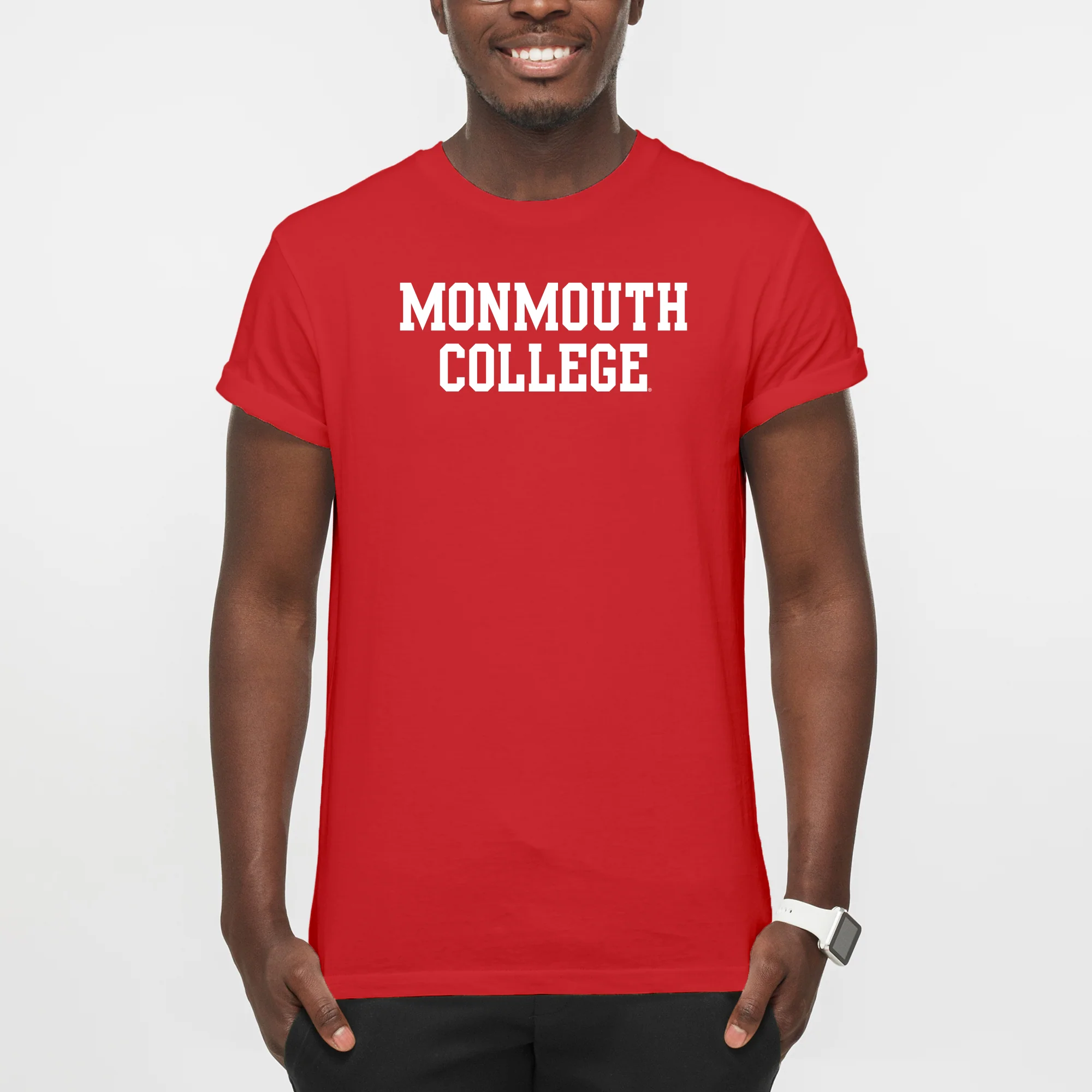 Monmouth College Fighting Scots Basic Block Short Sleeve T Shirt - Red - Image 3