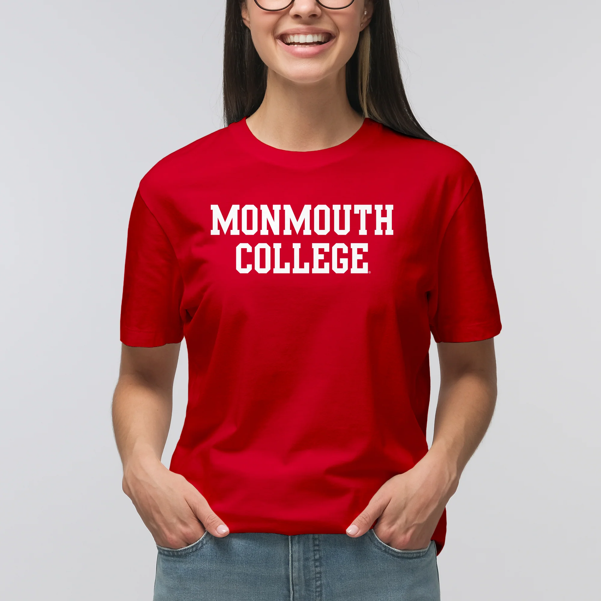 Monmouth College Fighting Scots Basic Block Short Sleeve T Shirt - Red - Image 4