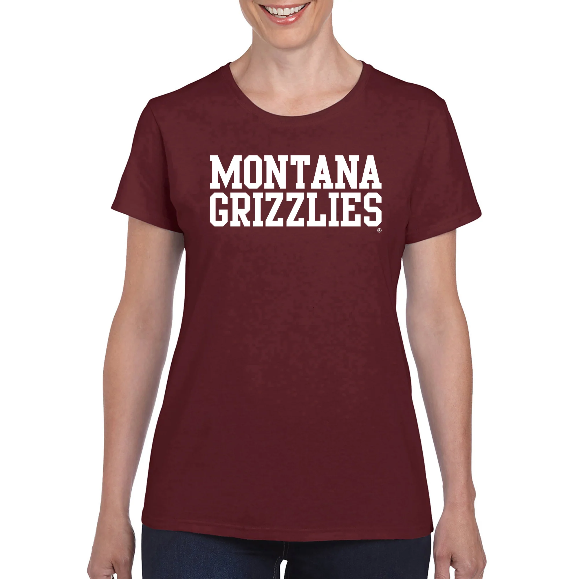 Montana Grizzlies Basic Block Women's T-Shirt - Maroon - Image 3