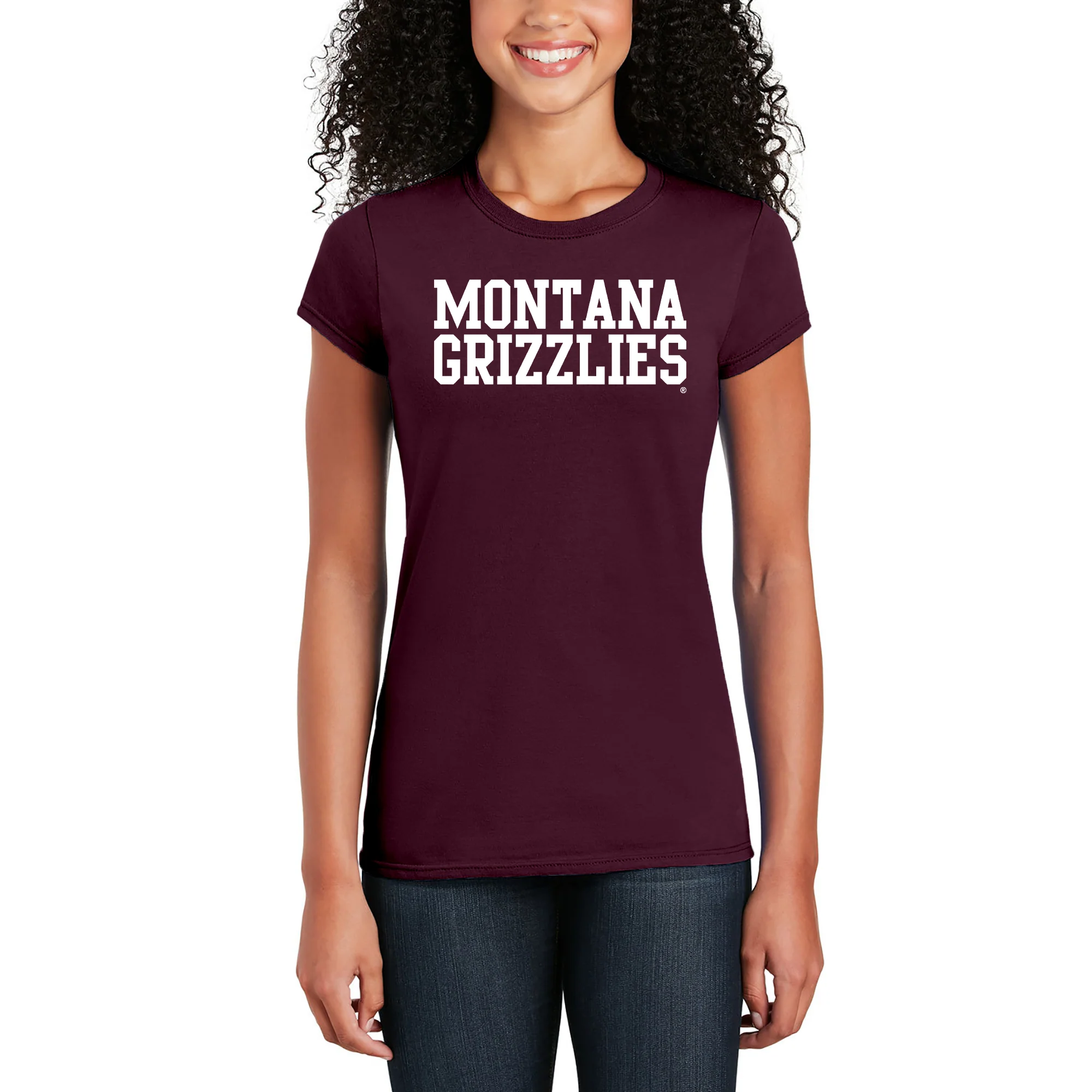 Montana Grizzlies Basic Block Women's T-Shirt - Maroon - Image 4