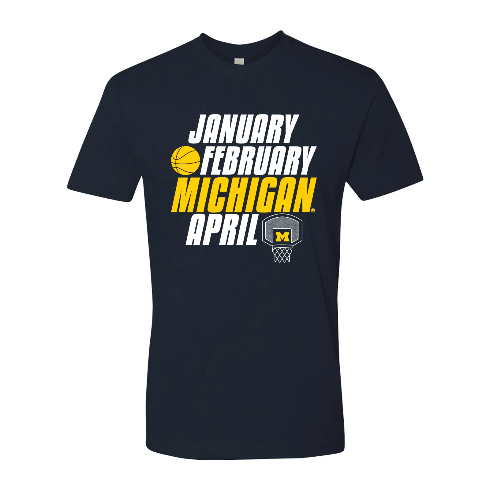 Month of Michigan Basketball University of Michigan Premium Cotton Short Sleeve T-Shirt - Midnight Navy