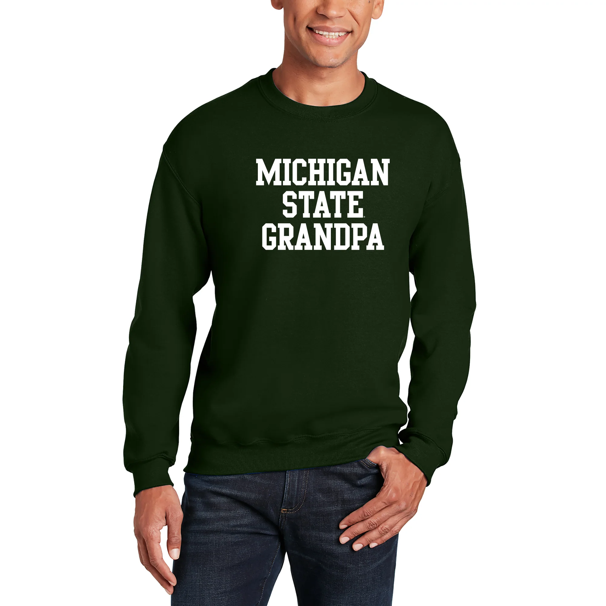 MSU Basic Block Grandpa Crewneck - Forest - Image 3