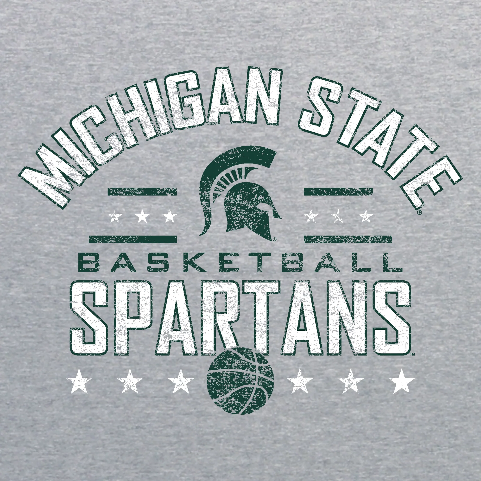 Michigan State University Spartans Basketball Arch Stars Basic Cotton Short Sleeve T Shirt - Sport Grey - Image 2