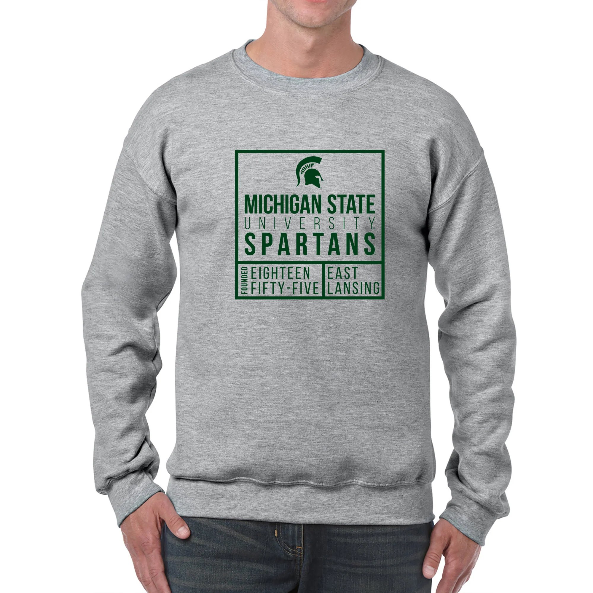 MSU Box Label Crewneck - Sport Grey - Image 3
