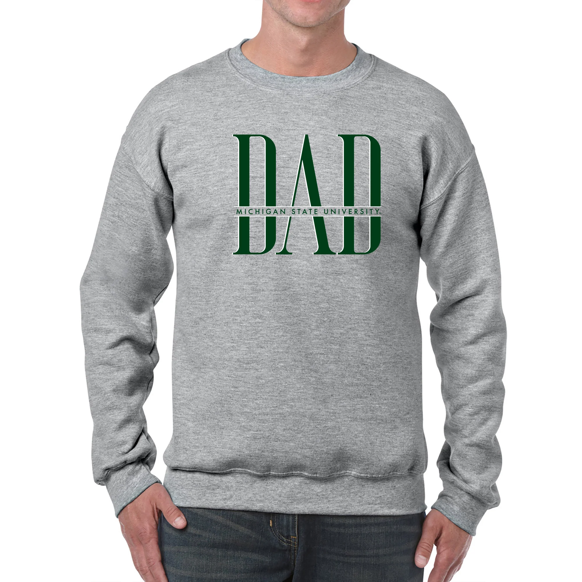 MSU Classic Dad Crewneck - Sport Grey - Image 3
