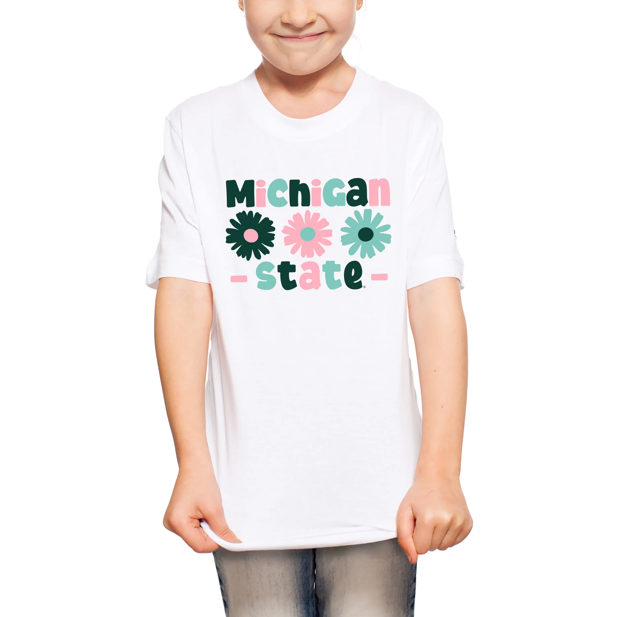 MSU Daisy Dot Youth T-Shirt - White - Image 3