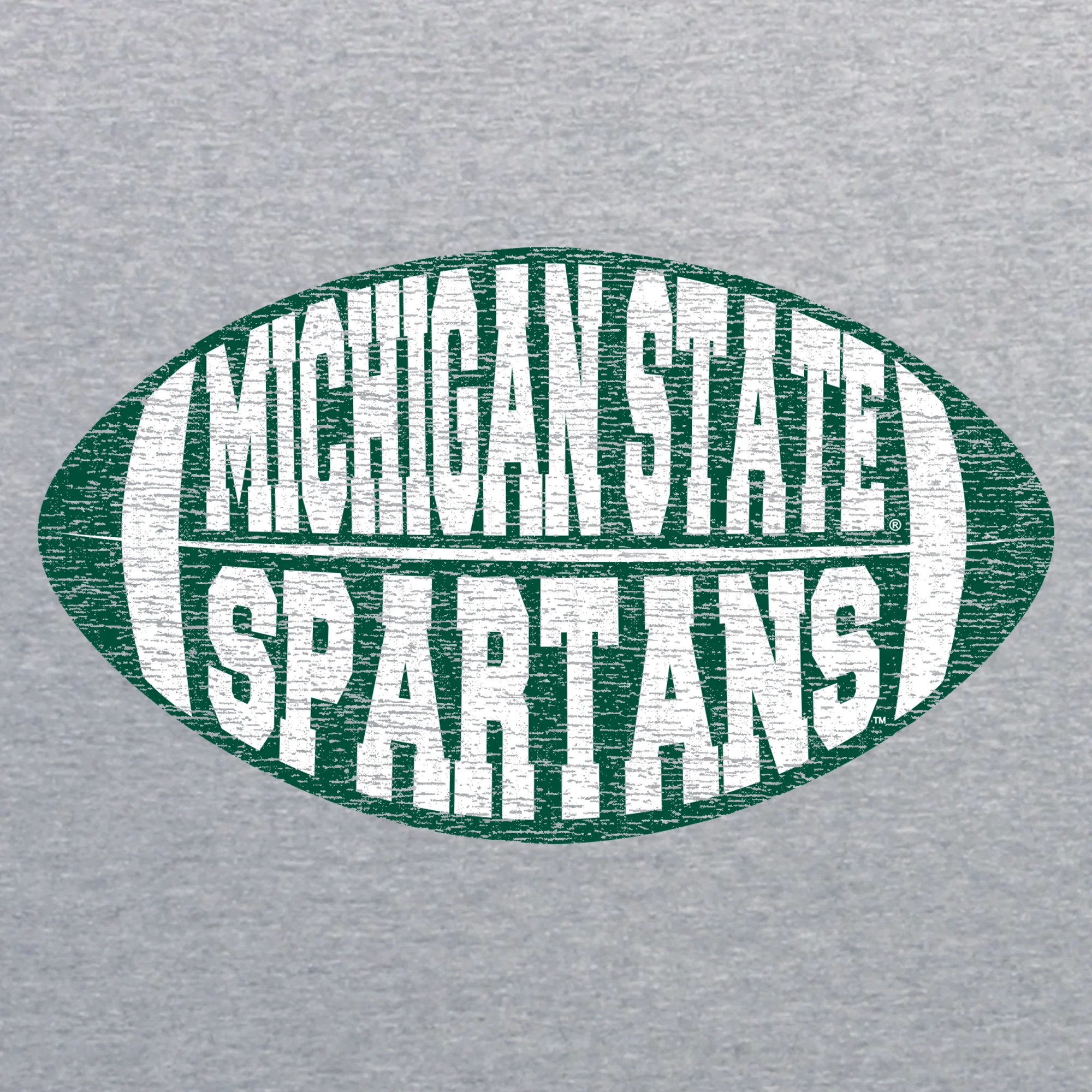 Michigan State University Spartans Faded Block Football Canvas Triblend Short Sleeve T Shirt - Athletic Grey Triblend - Image 2