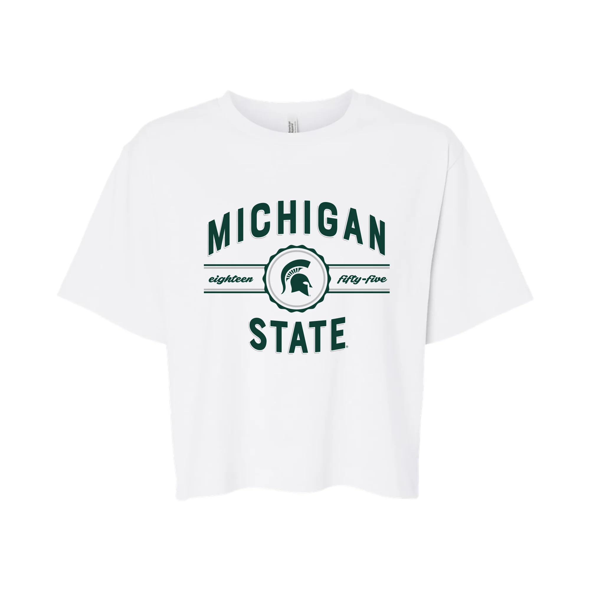 MSU Grandstand Women's Fine Jersey Boxy Tee - White