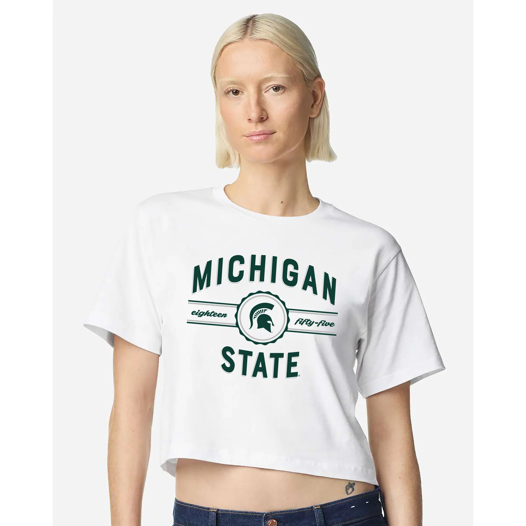 MSU Grandstand Women's Fine Jersey Boxy Tee - White - Image 3