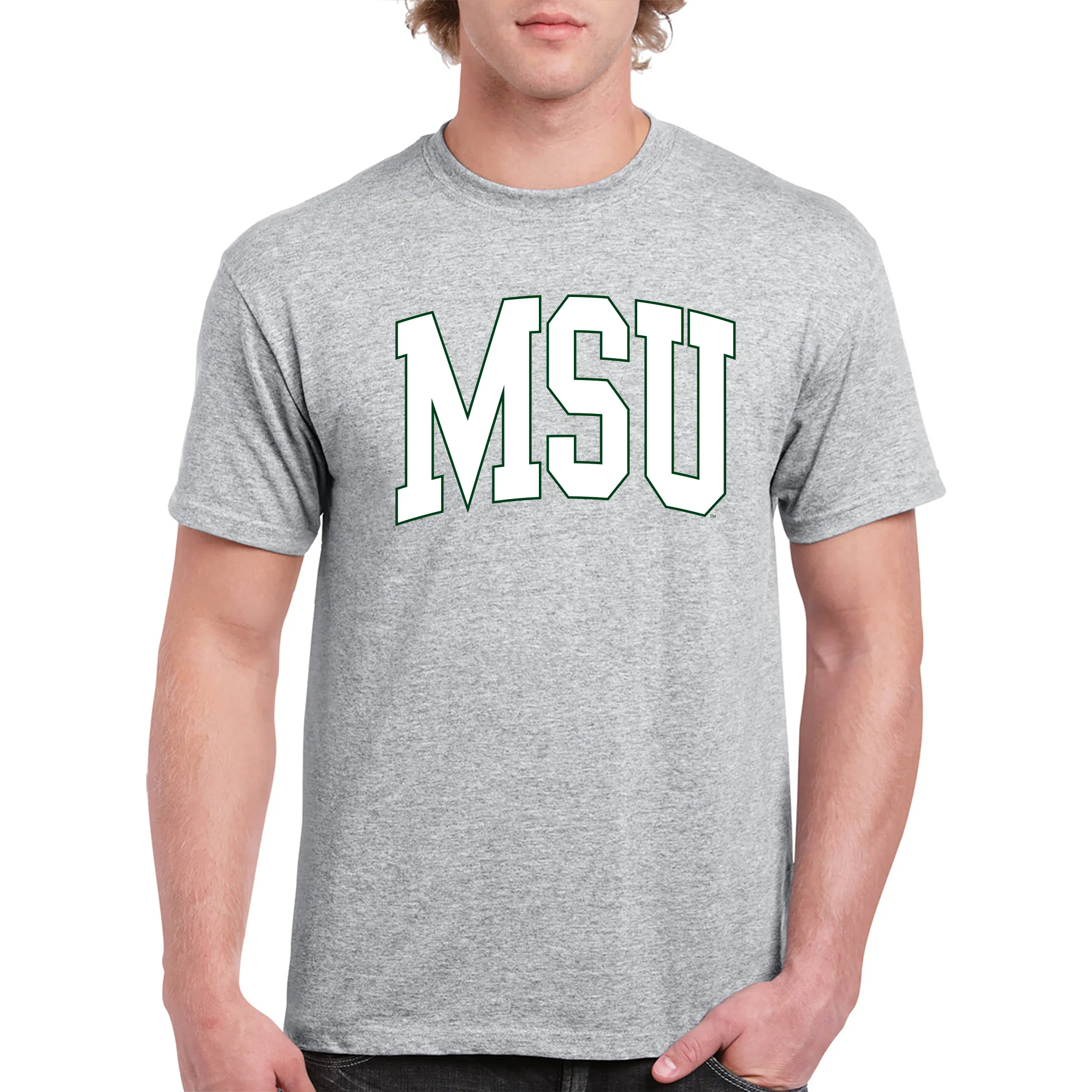 Michigan State University Spartans Mega Arch T-Shirt - Sport Grey - Image 3
