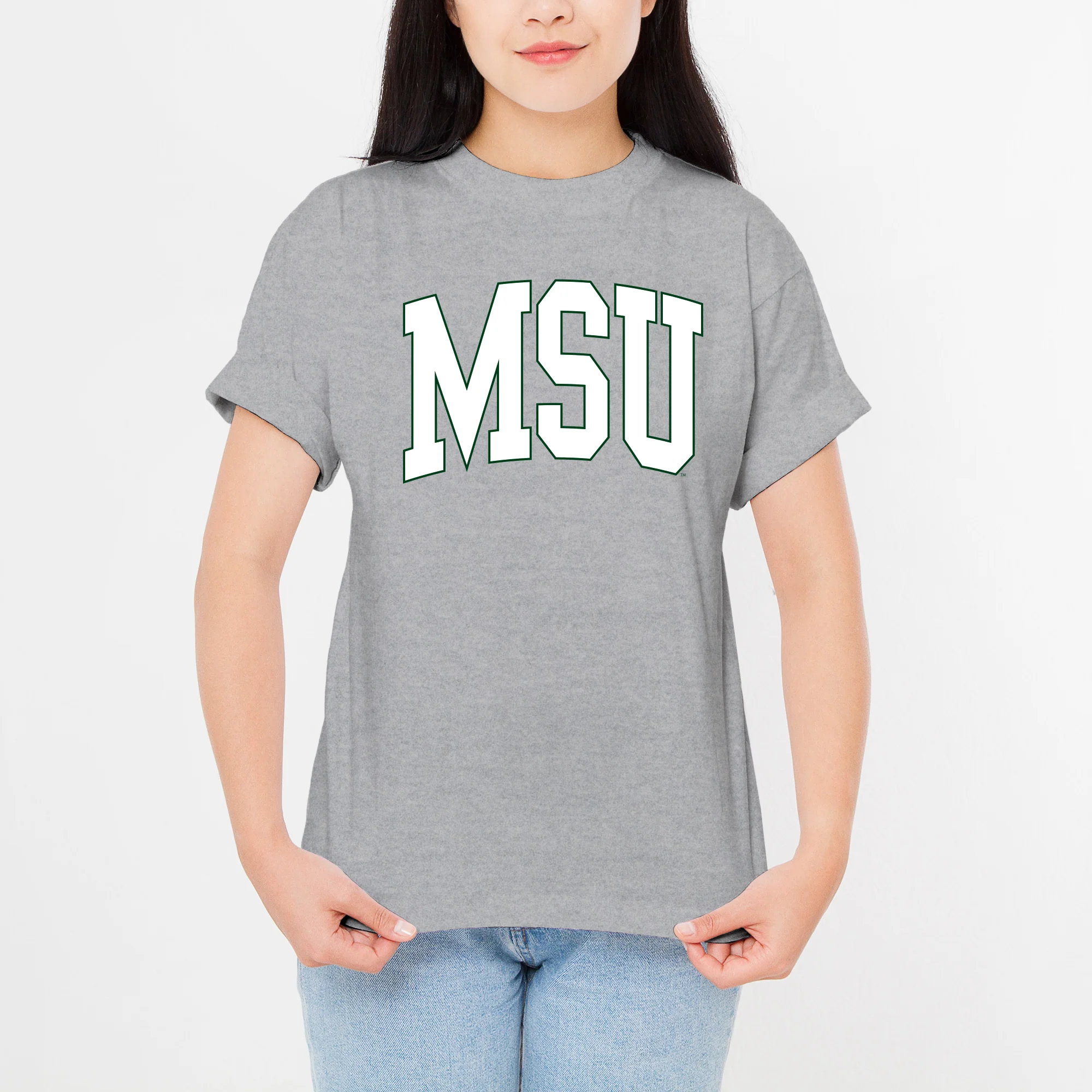 Michigan State University Spartans Mega Arch T-Shirt - Sport Grey - Image 4