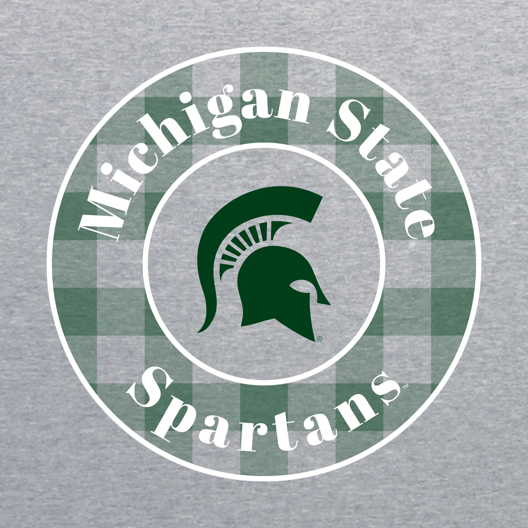 MSU Plaid Circle Women's Long Sleeve - Sport Grey - Image 2