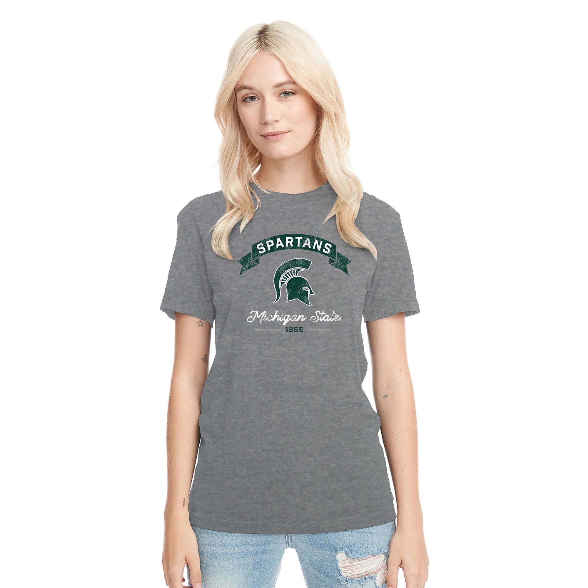 MSU Ribbon Arc NLA Triblend T-Shirt - Premium Heather - Image 4