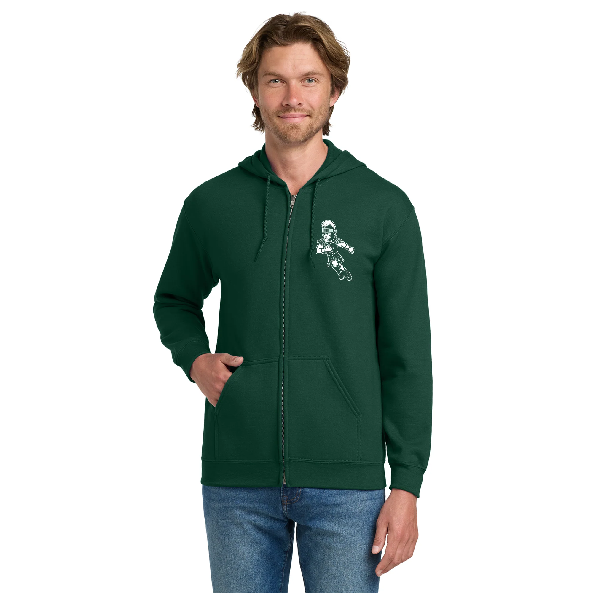 MSU Sparty Football Mascot Mark LC Zip Hoodie - Forest - Image 3