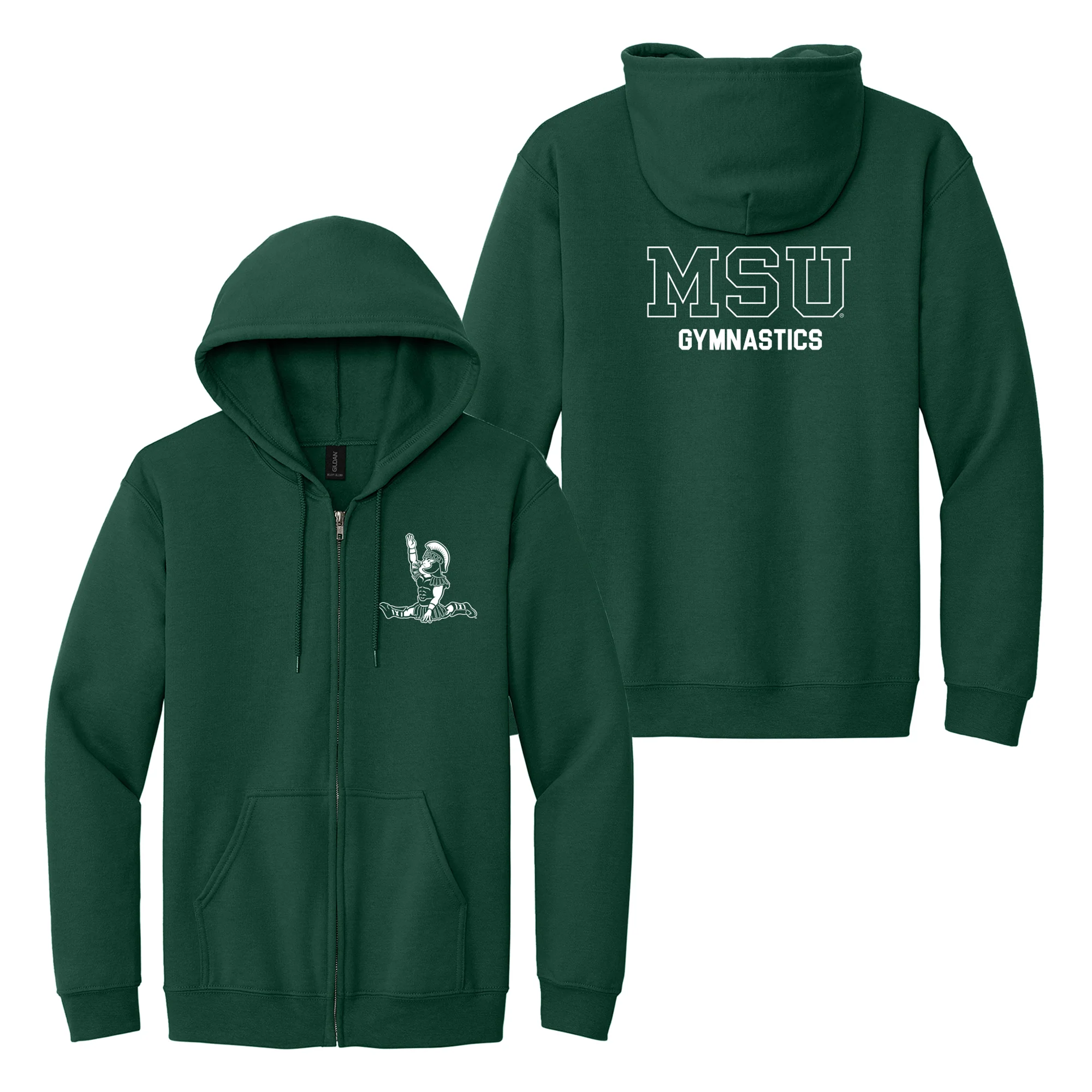 MSU Sparty Gymnastics Mascot Mark LC Zip Hoodie - Forest