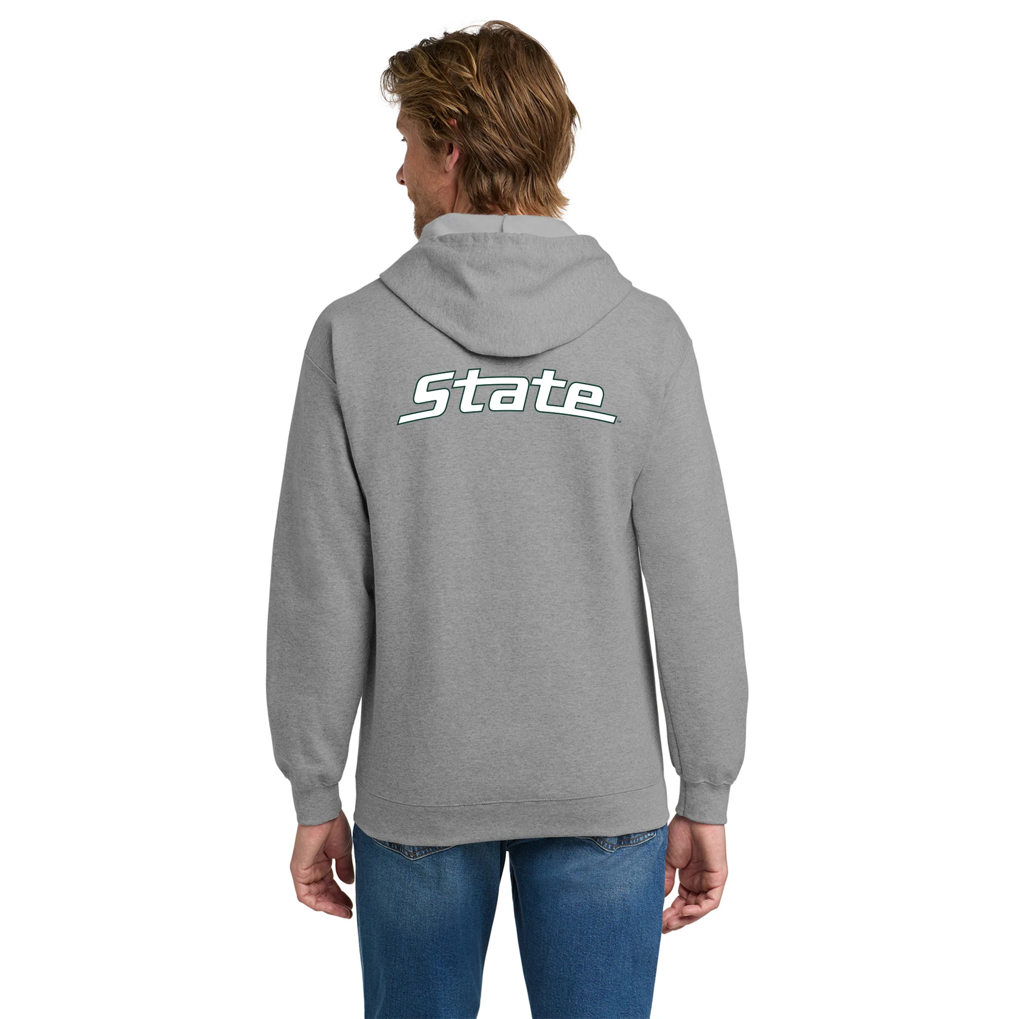 MSU Sparty Logo Script Zip Hoodie - Sport Grey - Image 5