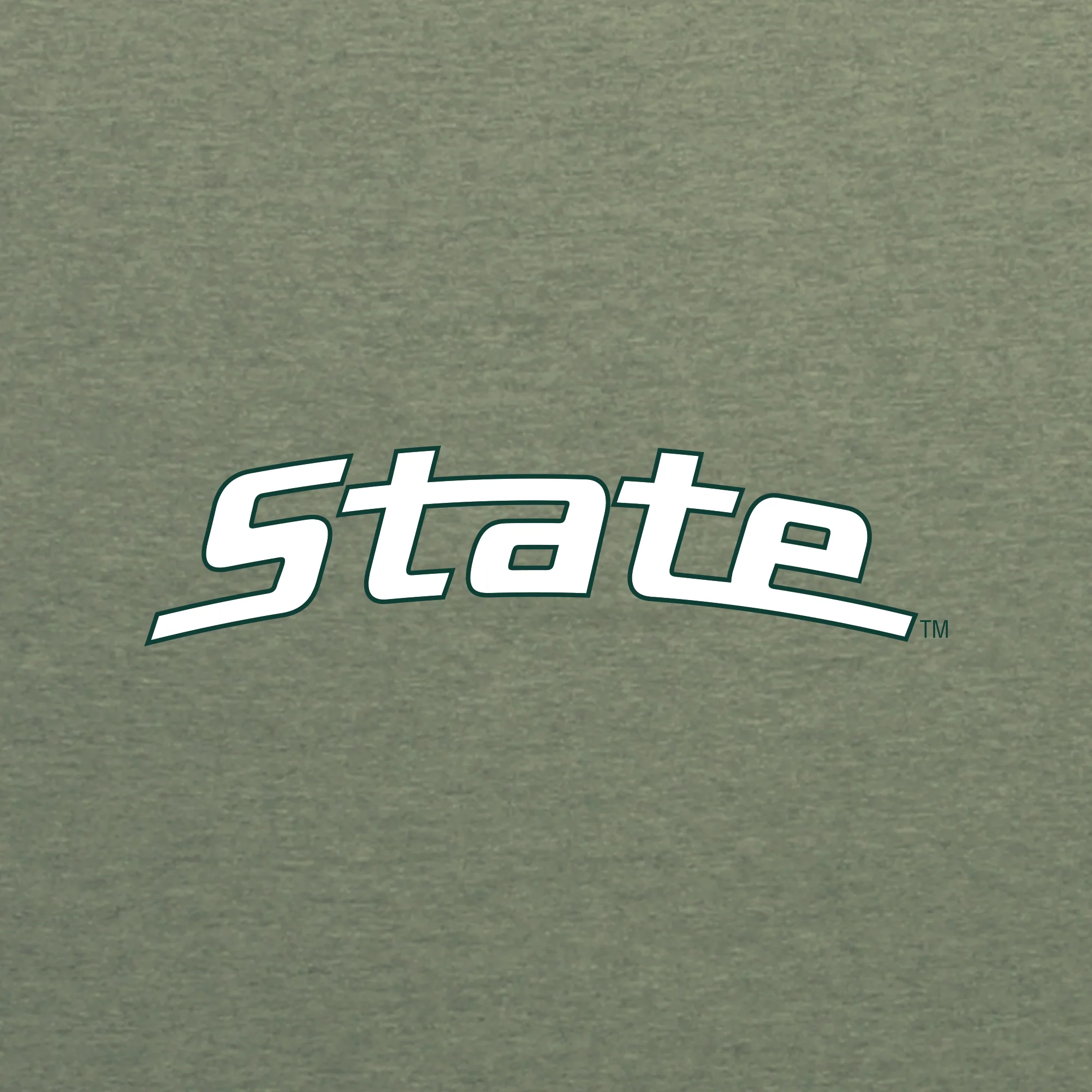 MSU State Wordmark Outline T-Shirt - Heather Military - Image 2