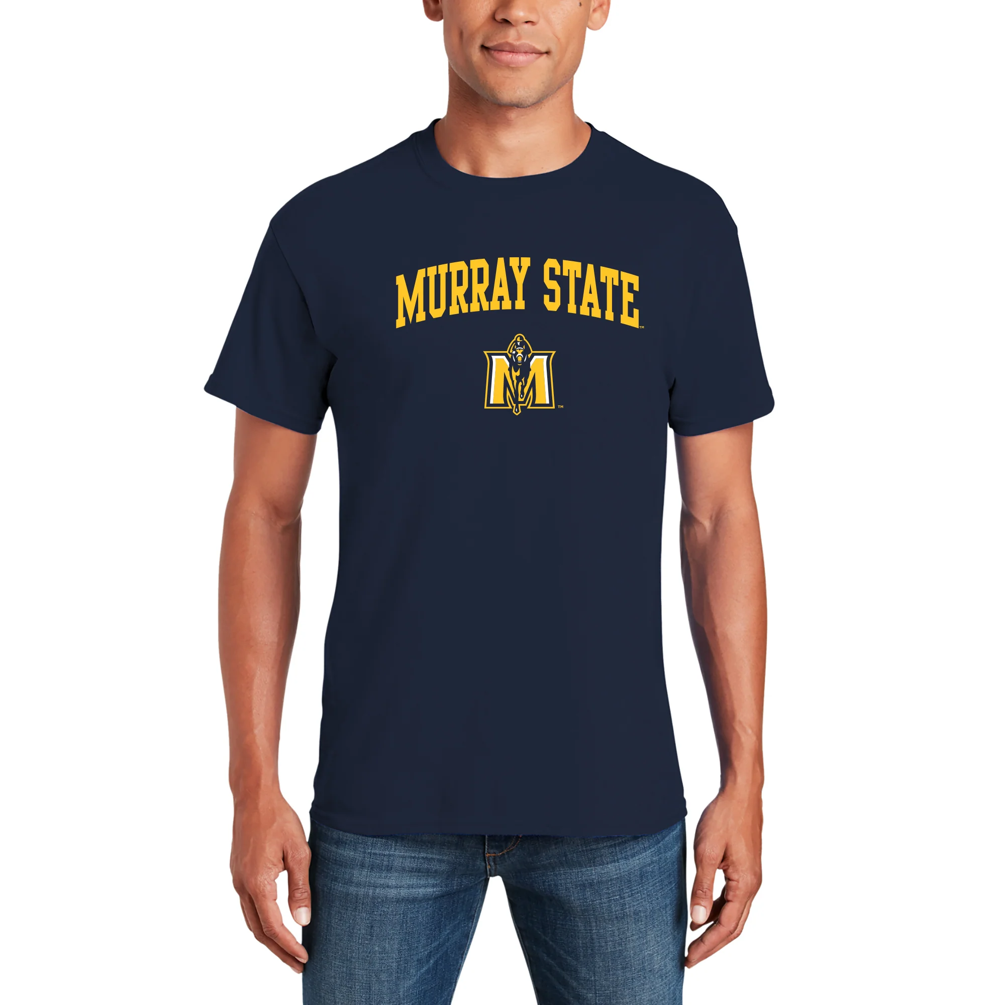 Murray State University Racers Arch Logo Short Sleeve T Shirt - Navy - Image 3
