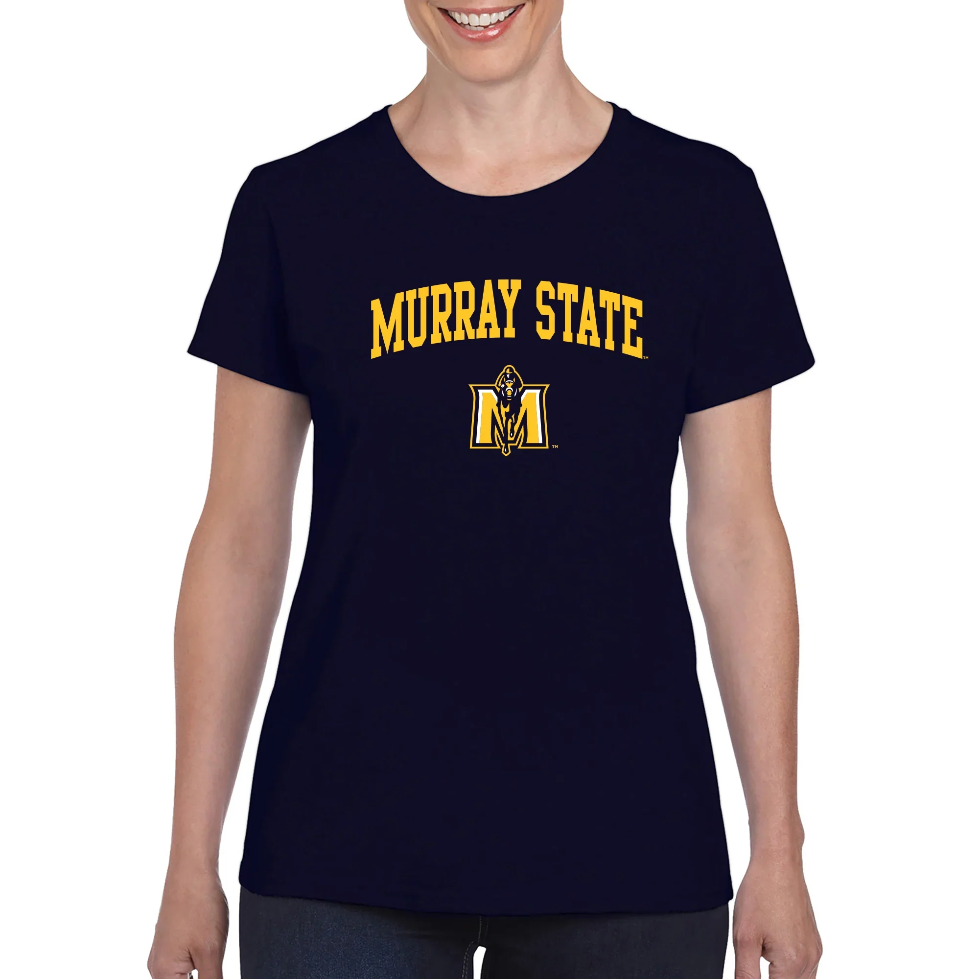 Murray State University Racers Arch Logo Women's Short Sleeve T Shirt - Navy - Image 4