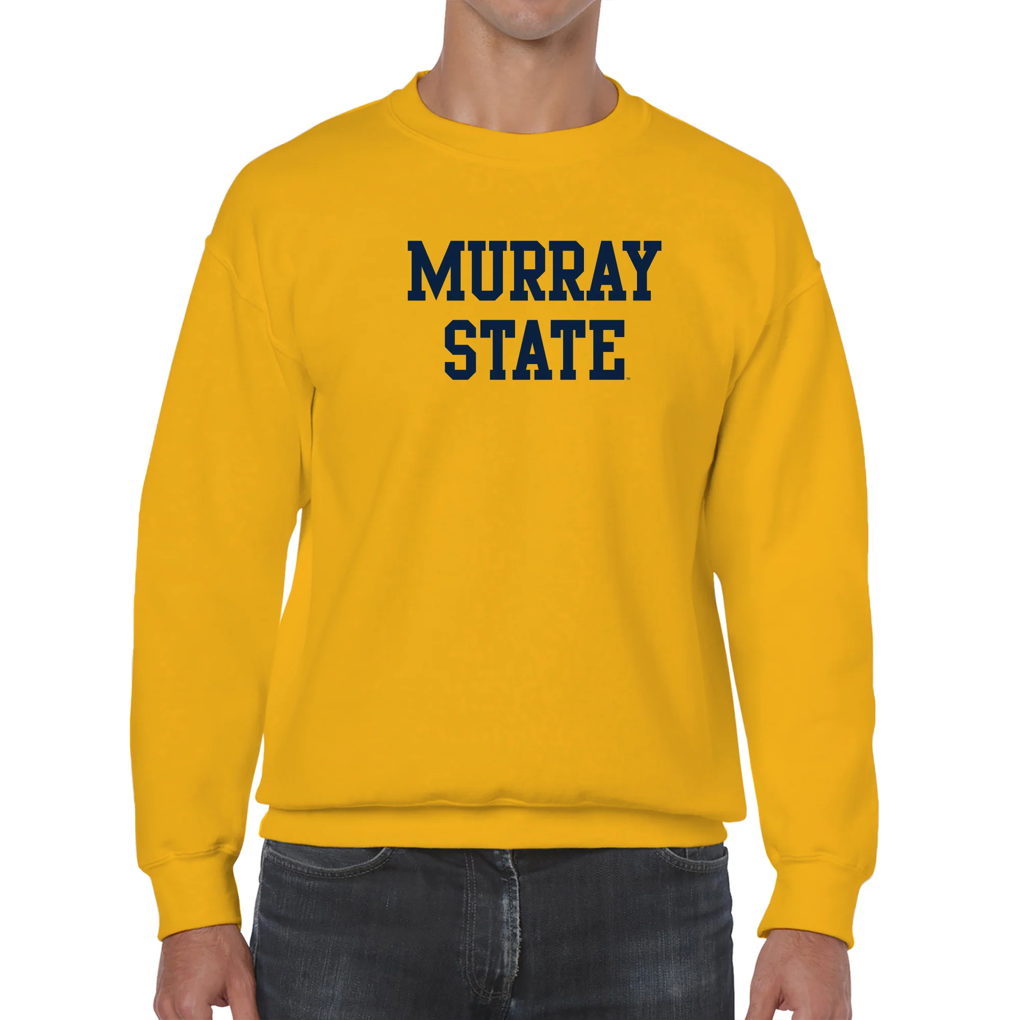 Murray State University Racers Basic Block Heavy Blend Crewneck Sweatshirt - Gold - Image 3